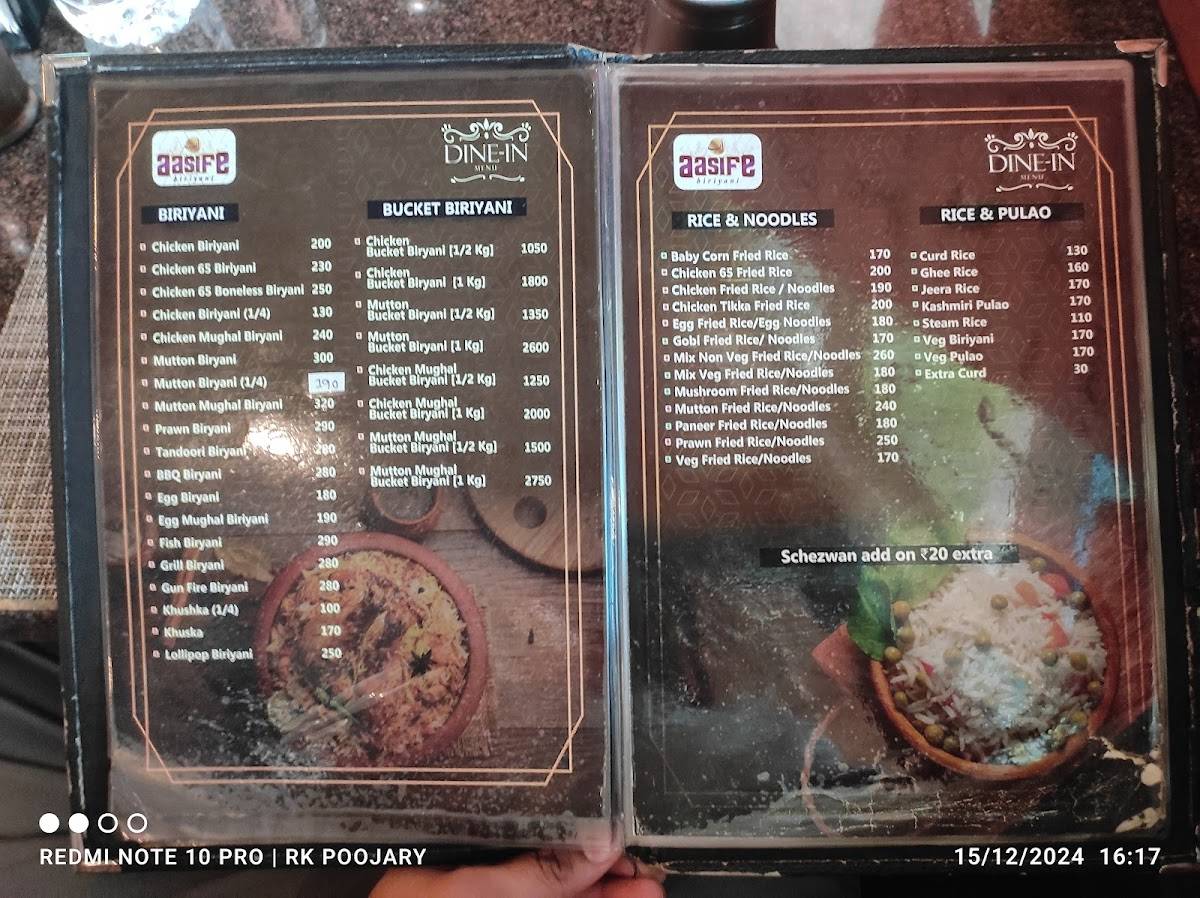 Aasife Biryani Hosur (Virunthagam) menu
