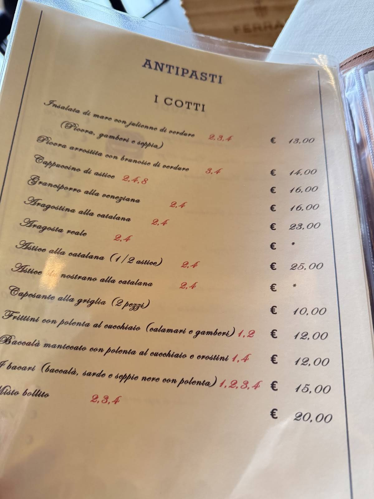 Menu di Acquamatta 