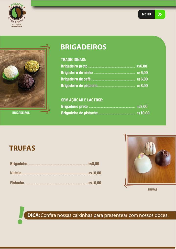 Pistache Café cardápio