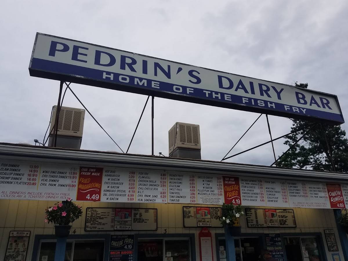 Menu at Pedrin's Dairy Bar, North Adams