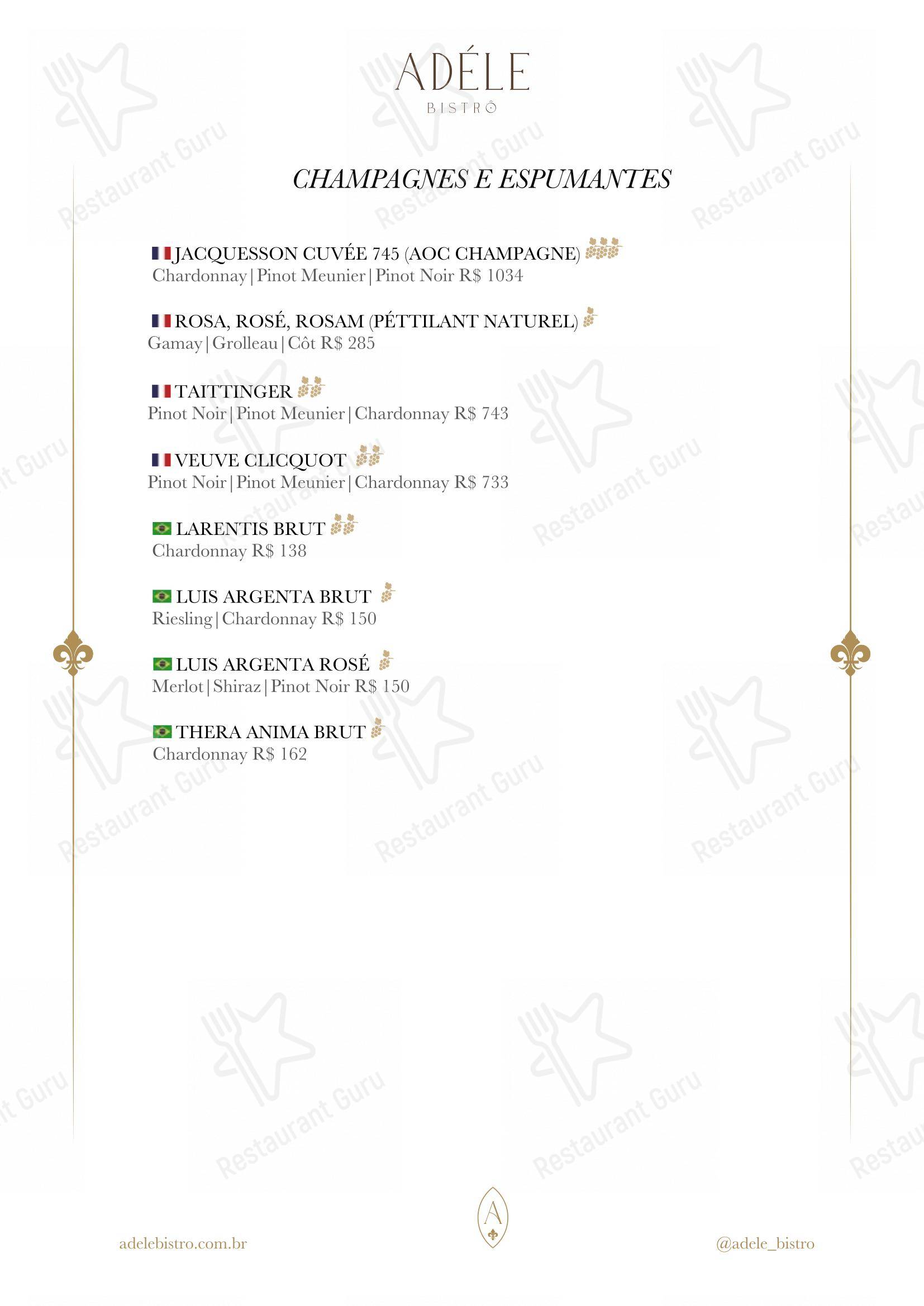 菜单 para Adéle Bistrô restaurante