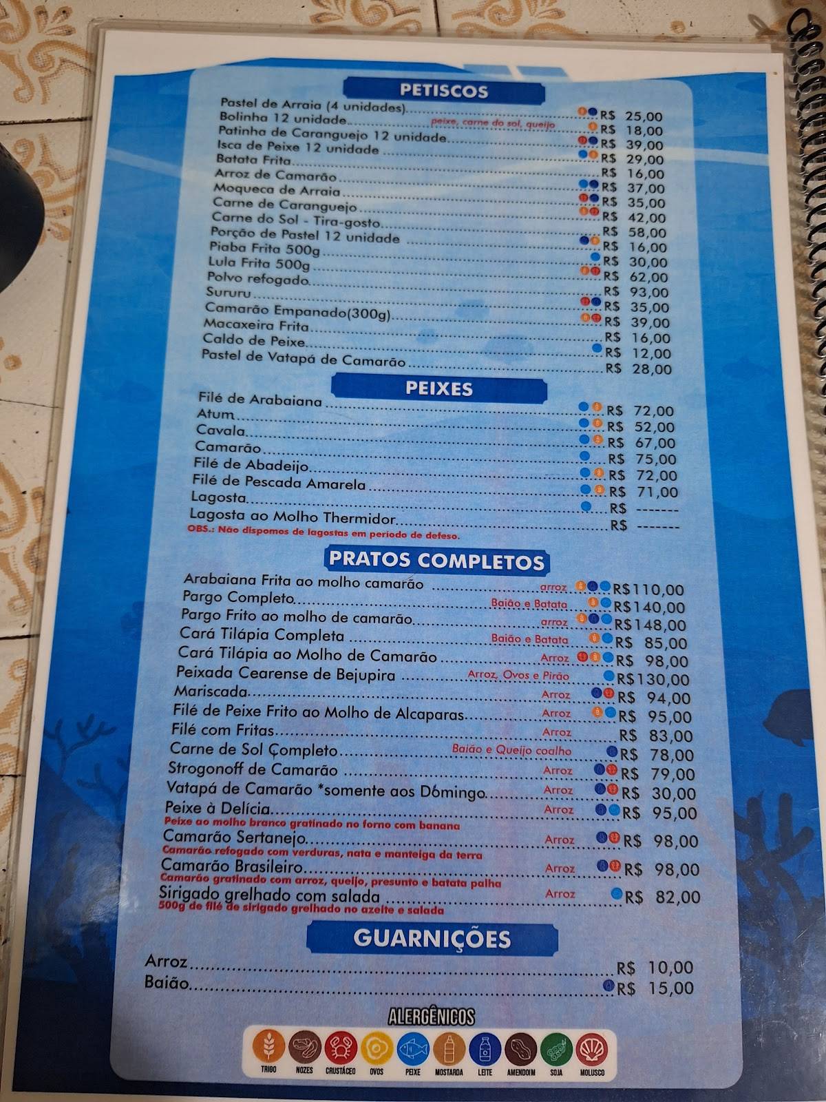 Afonso Pescados cardápio