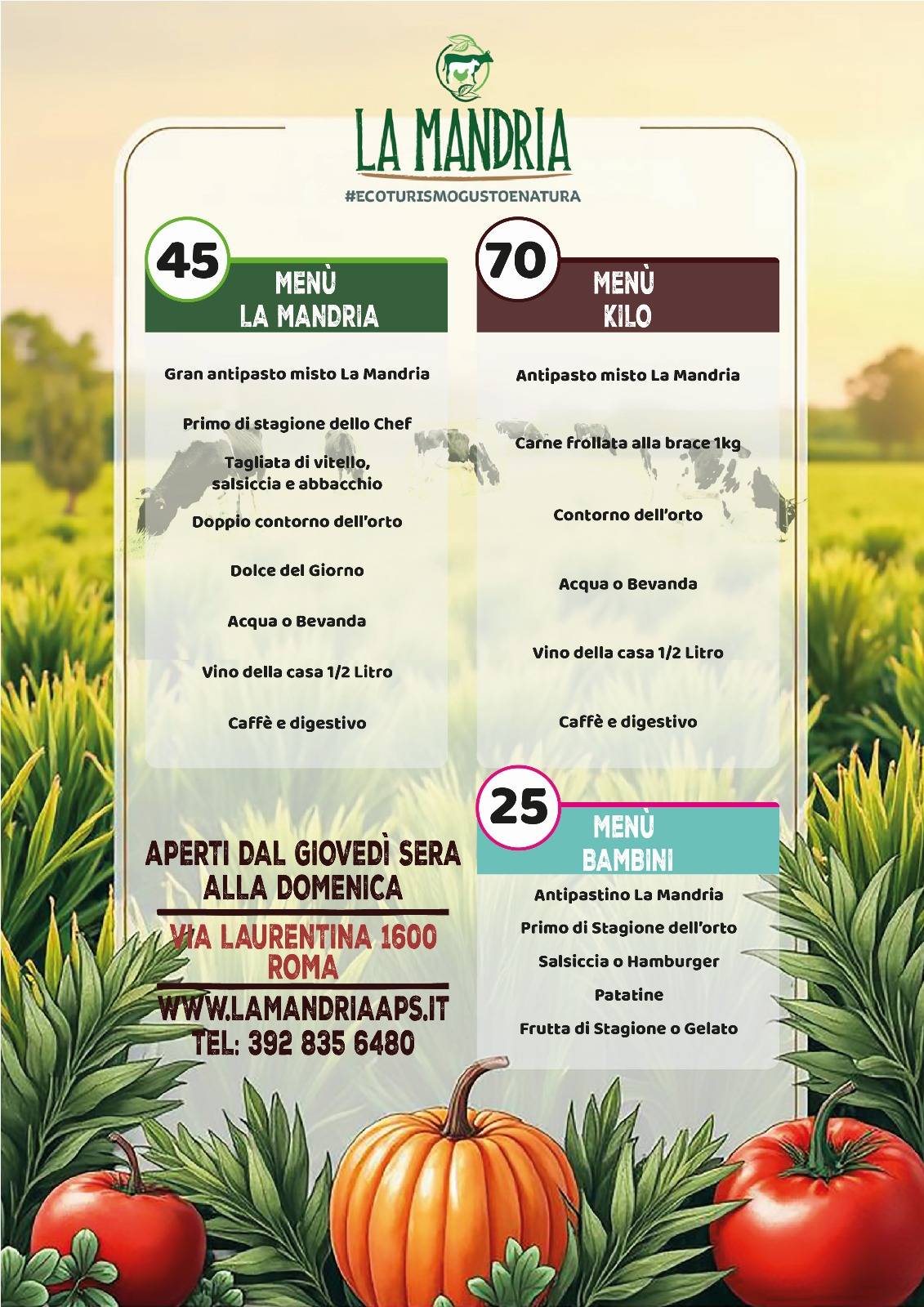 Menu di Ecoturismo La Mandria 