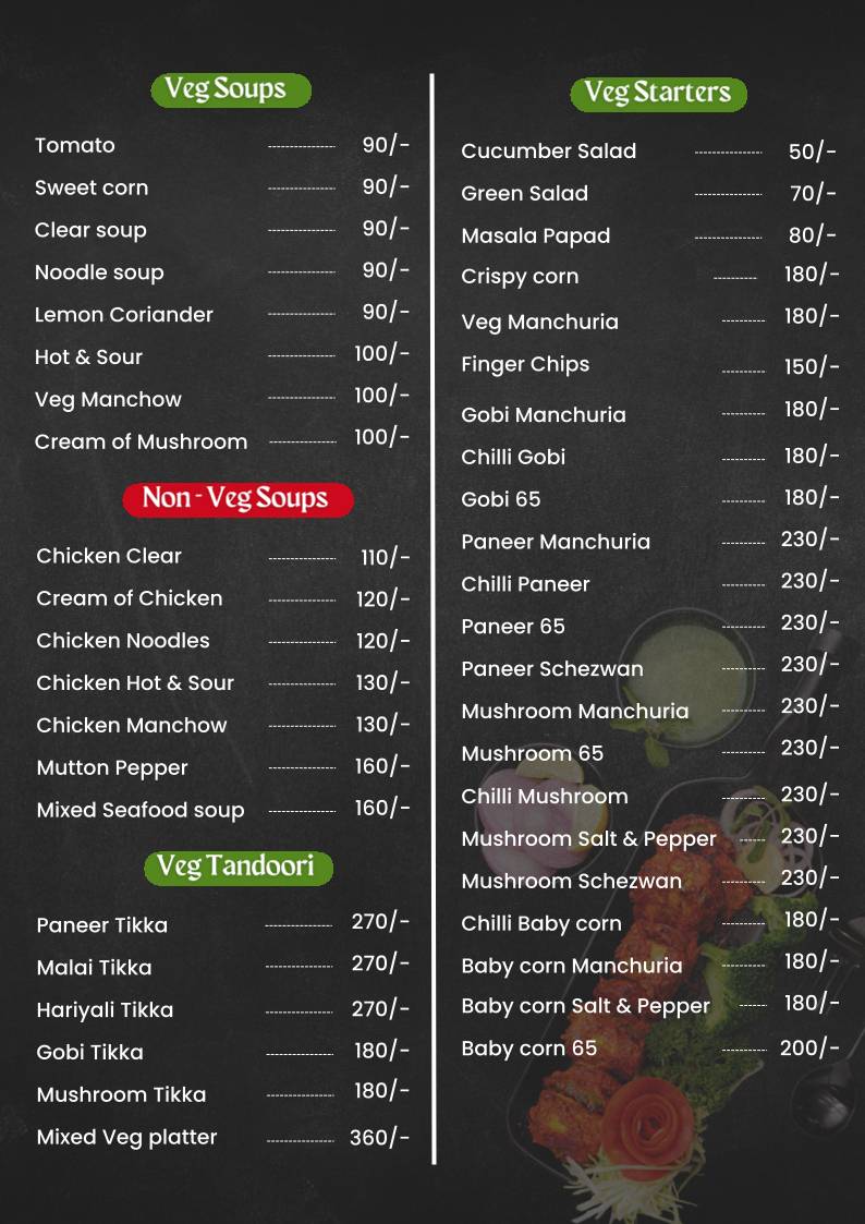 Ahaa restaurant menu