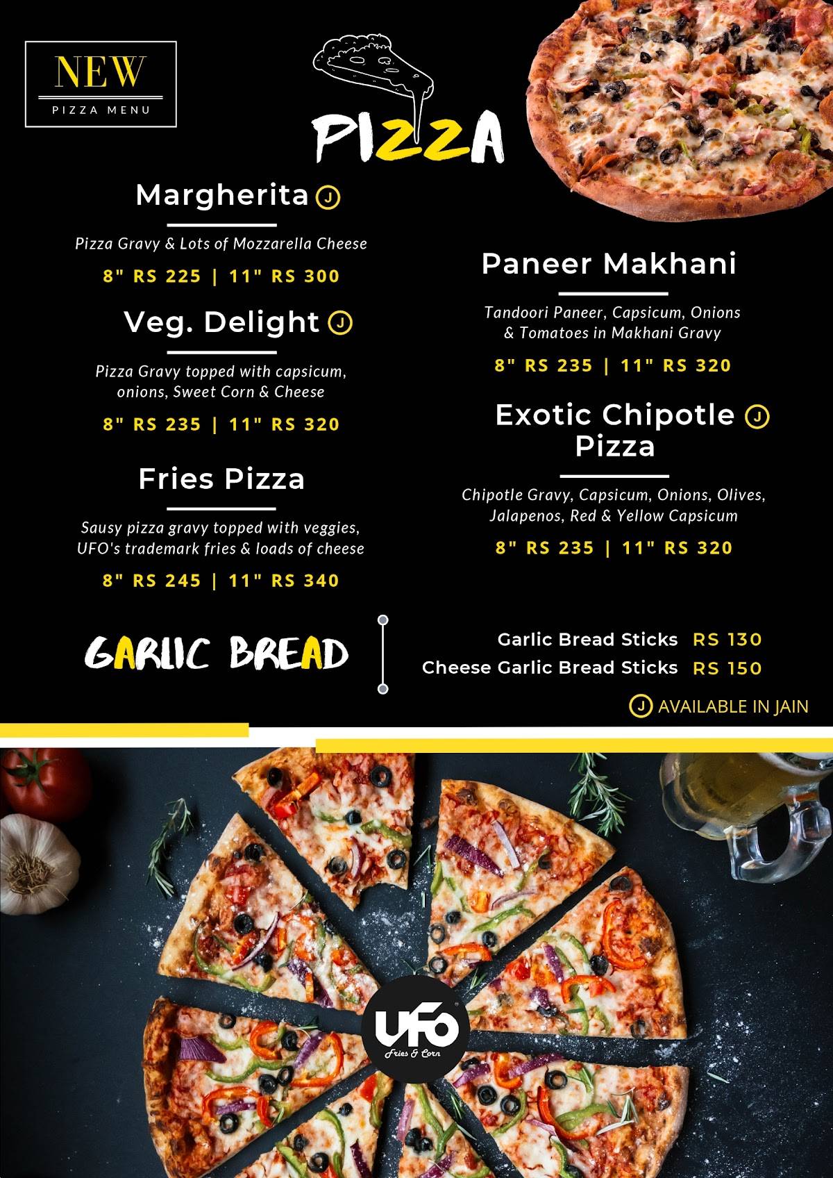 ufo Fries and Corn menu