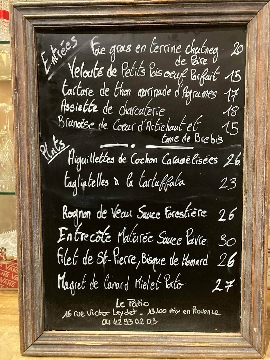 Menu de Le Patio