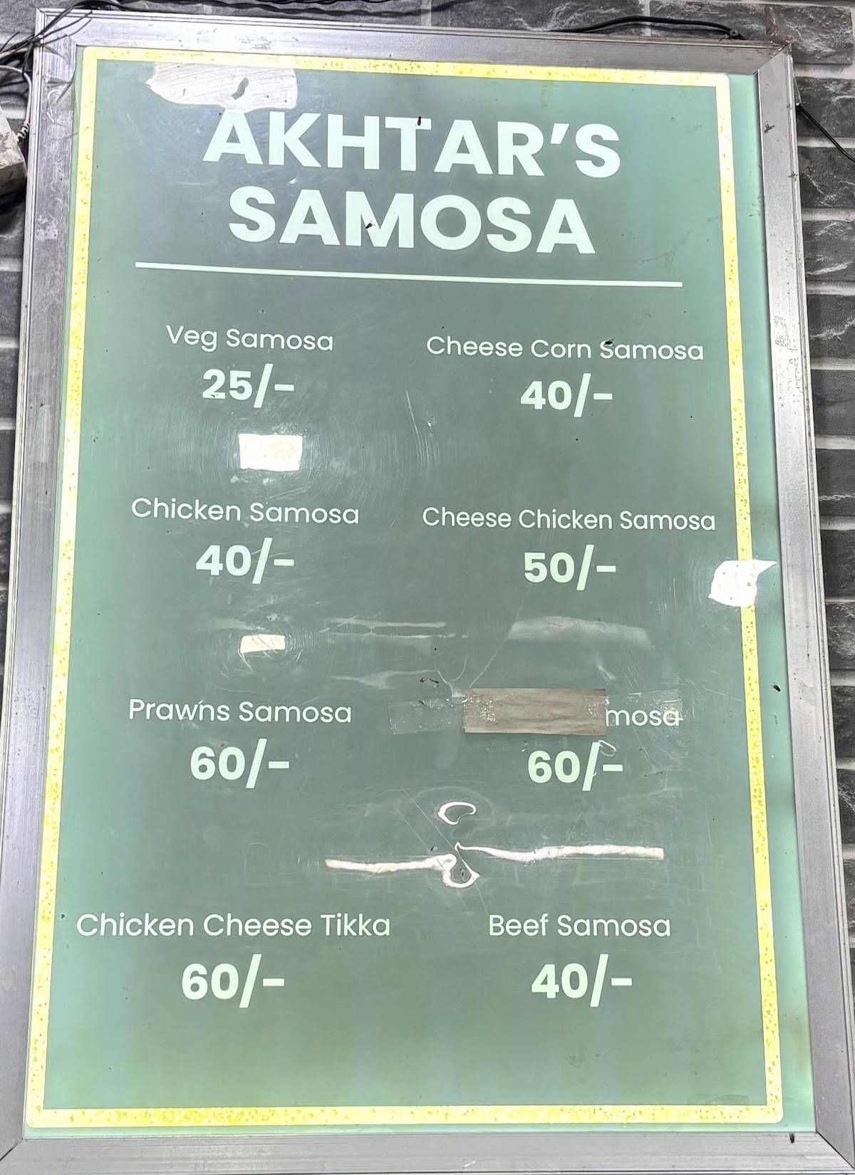 Akhtar’s Samosa menu