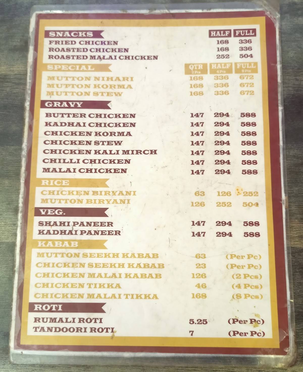 Akram Restaurant menu