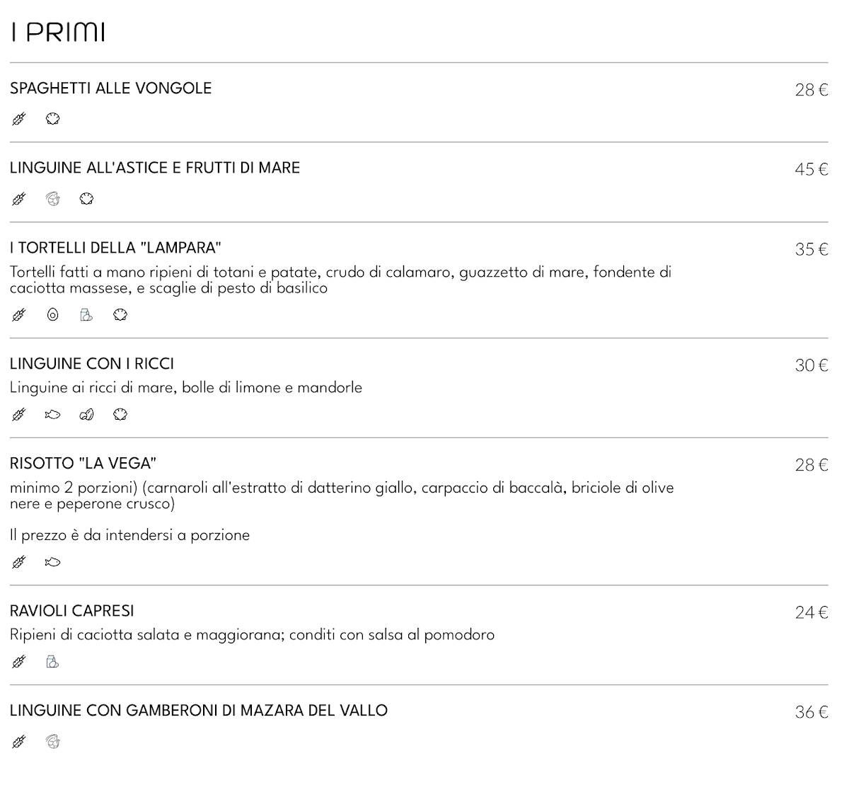 Menu di Al Chiaro Di Luna 