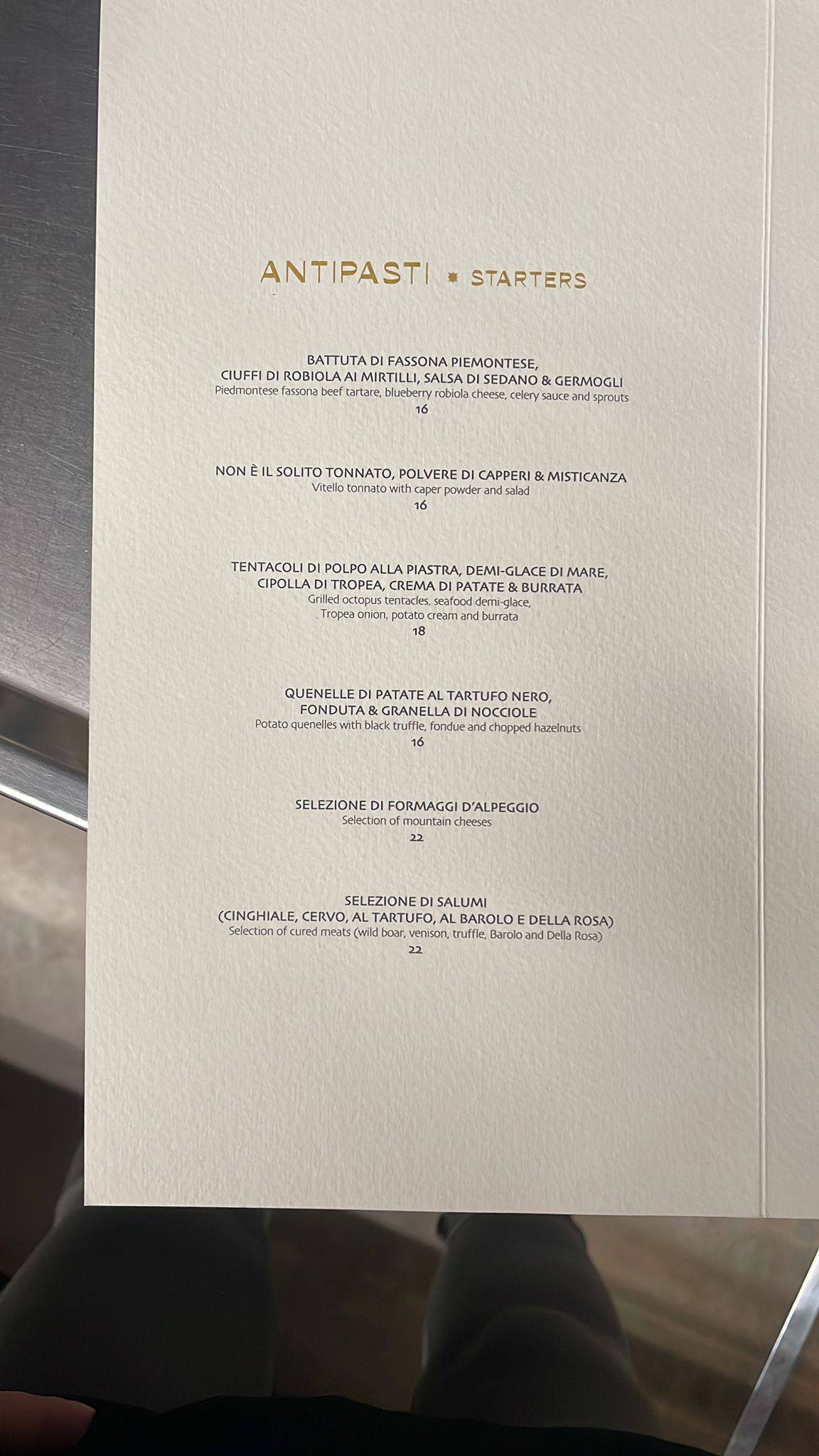 Menu di Al Portico Restaurant 