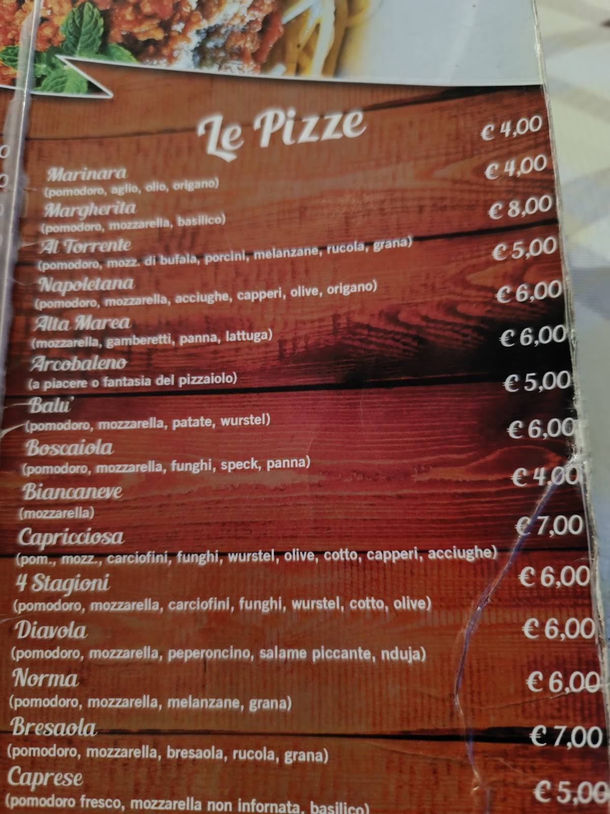Menu di Al Torrente 