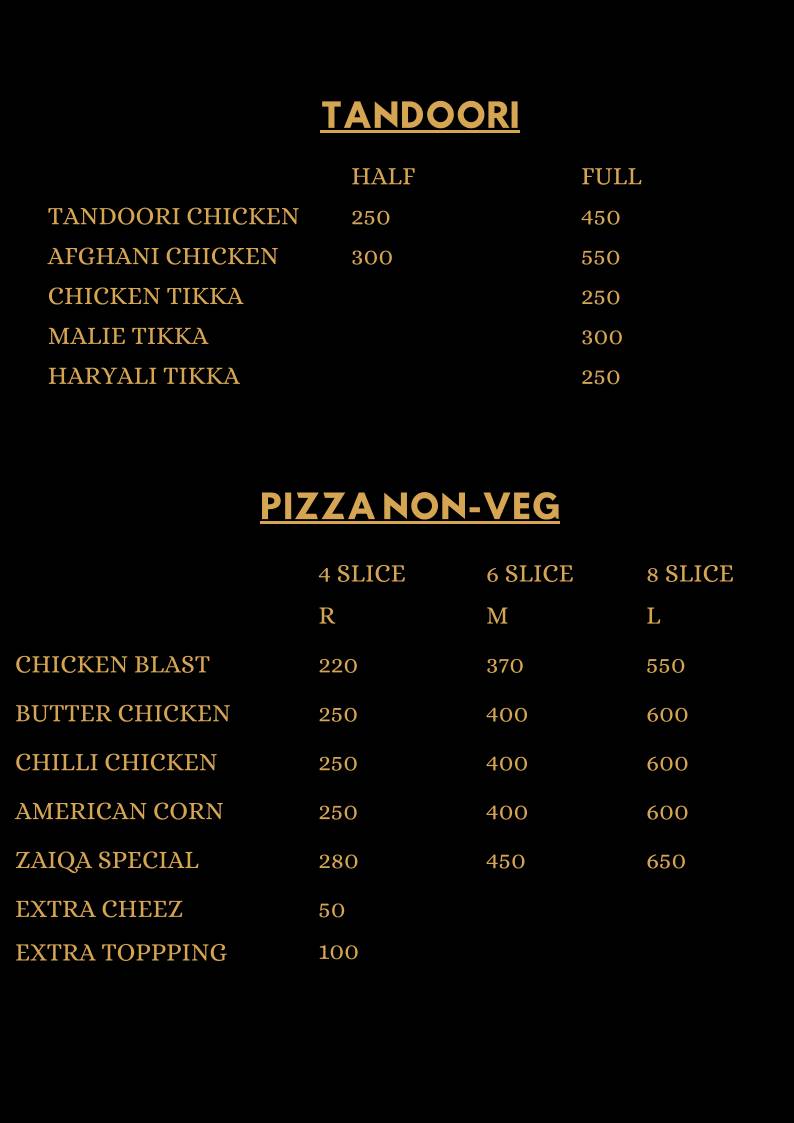Al-zaiqa biryani centre menu