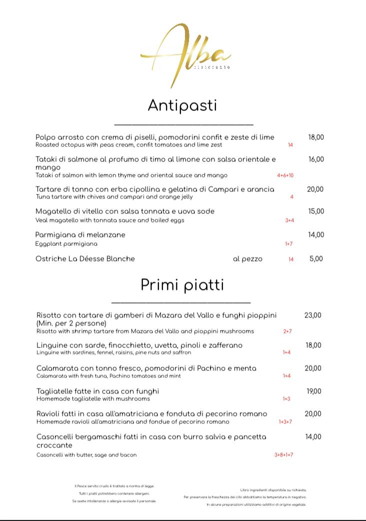 Menu di Alba Ristorante 