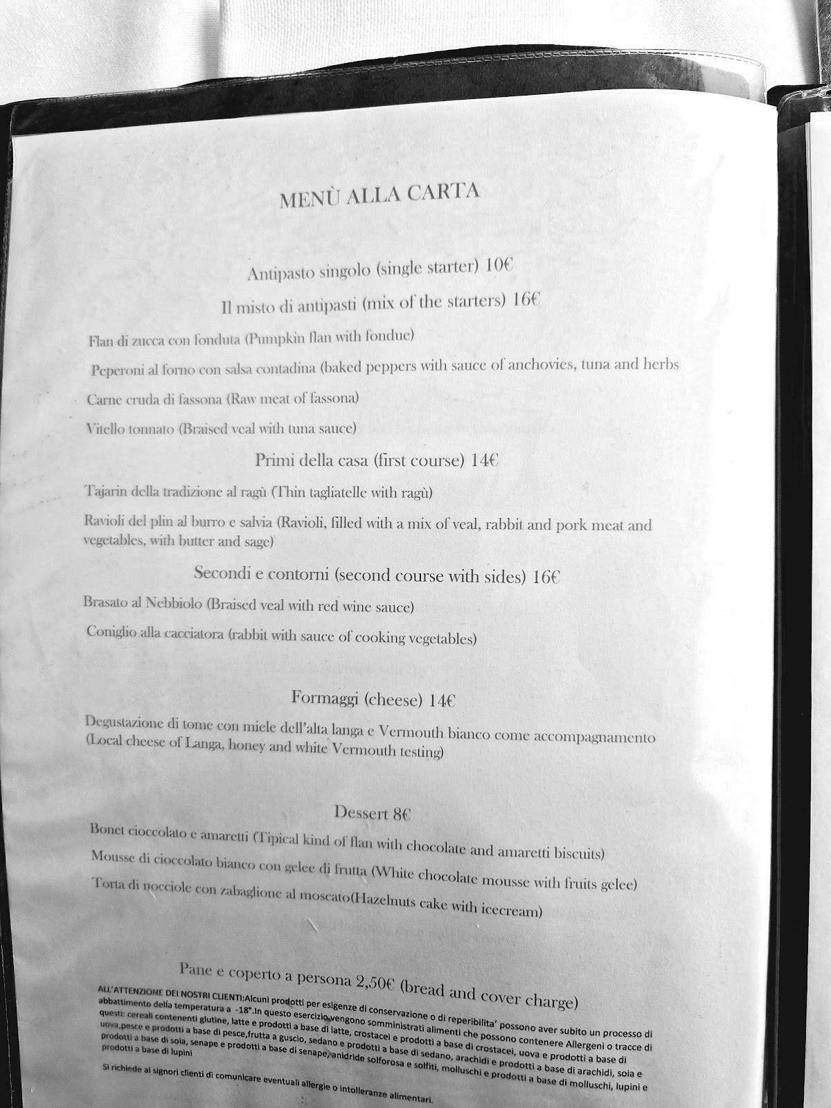 Menu di Locanda Italia 