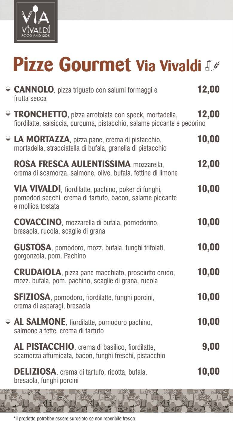 Menu di VIA VIVALDI FOOD AND KIDS 