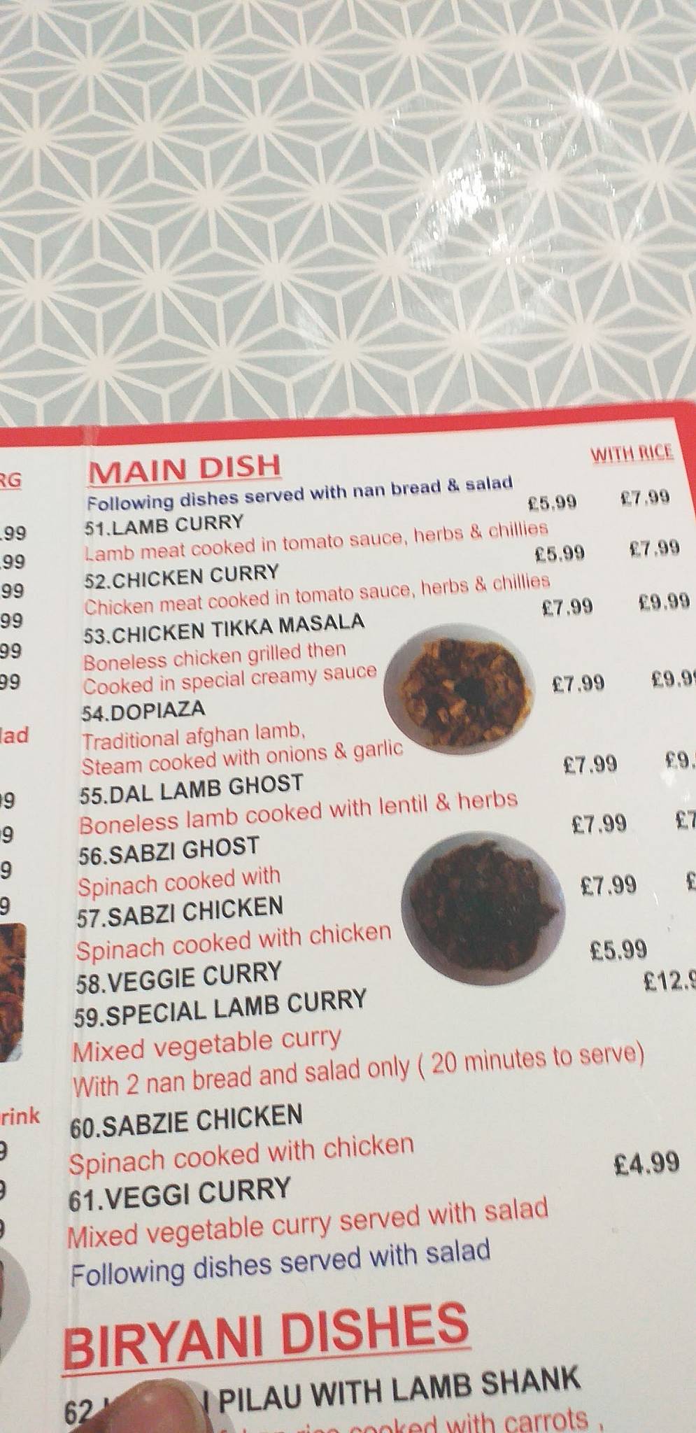 Menu at Ali Baba restaurant, Bournemouth, 62 Charminster Rd