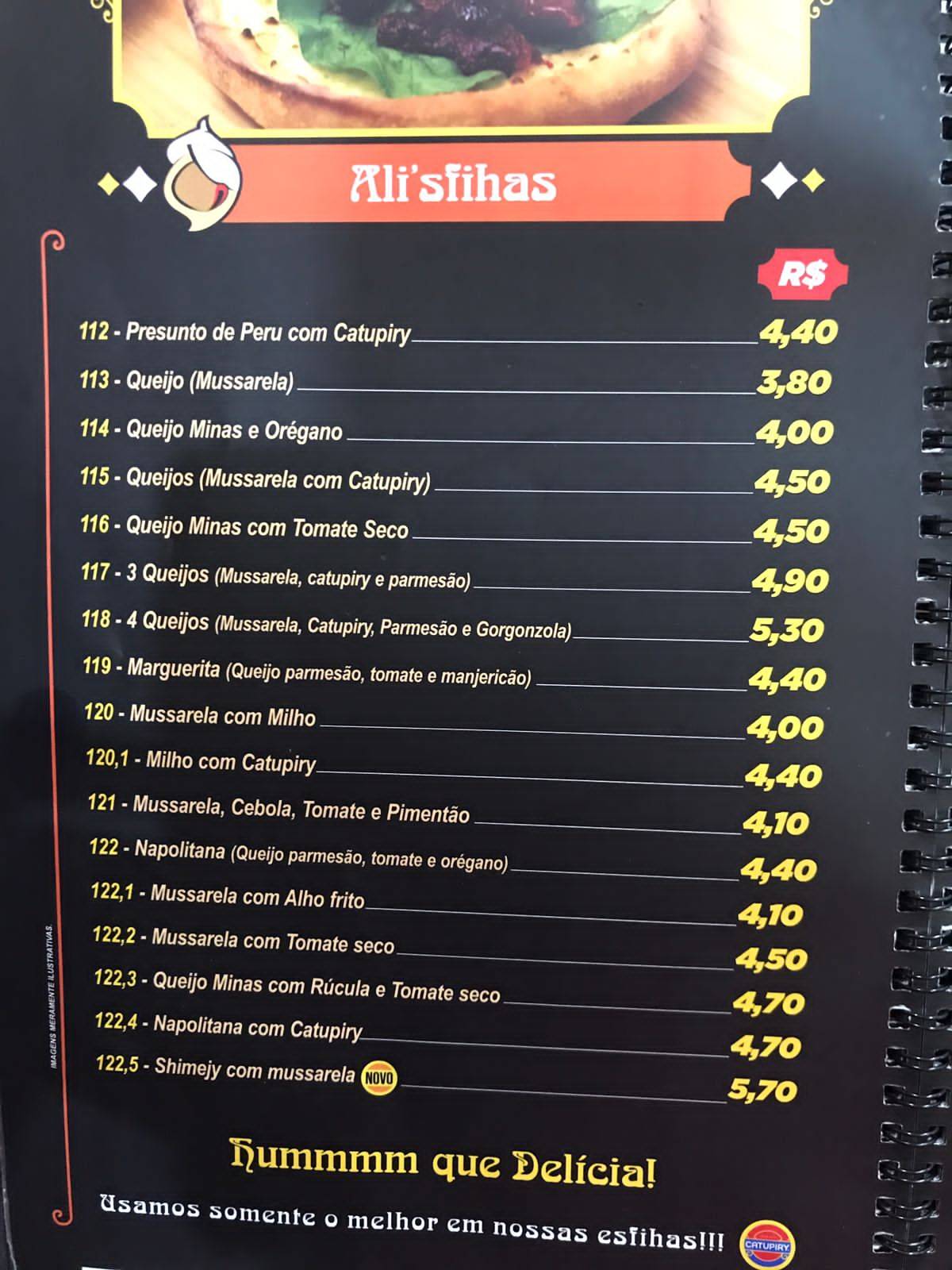 Alibaba Esfiharia cardápio