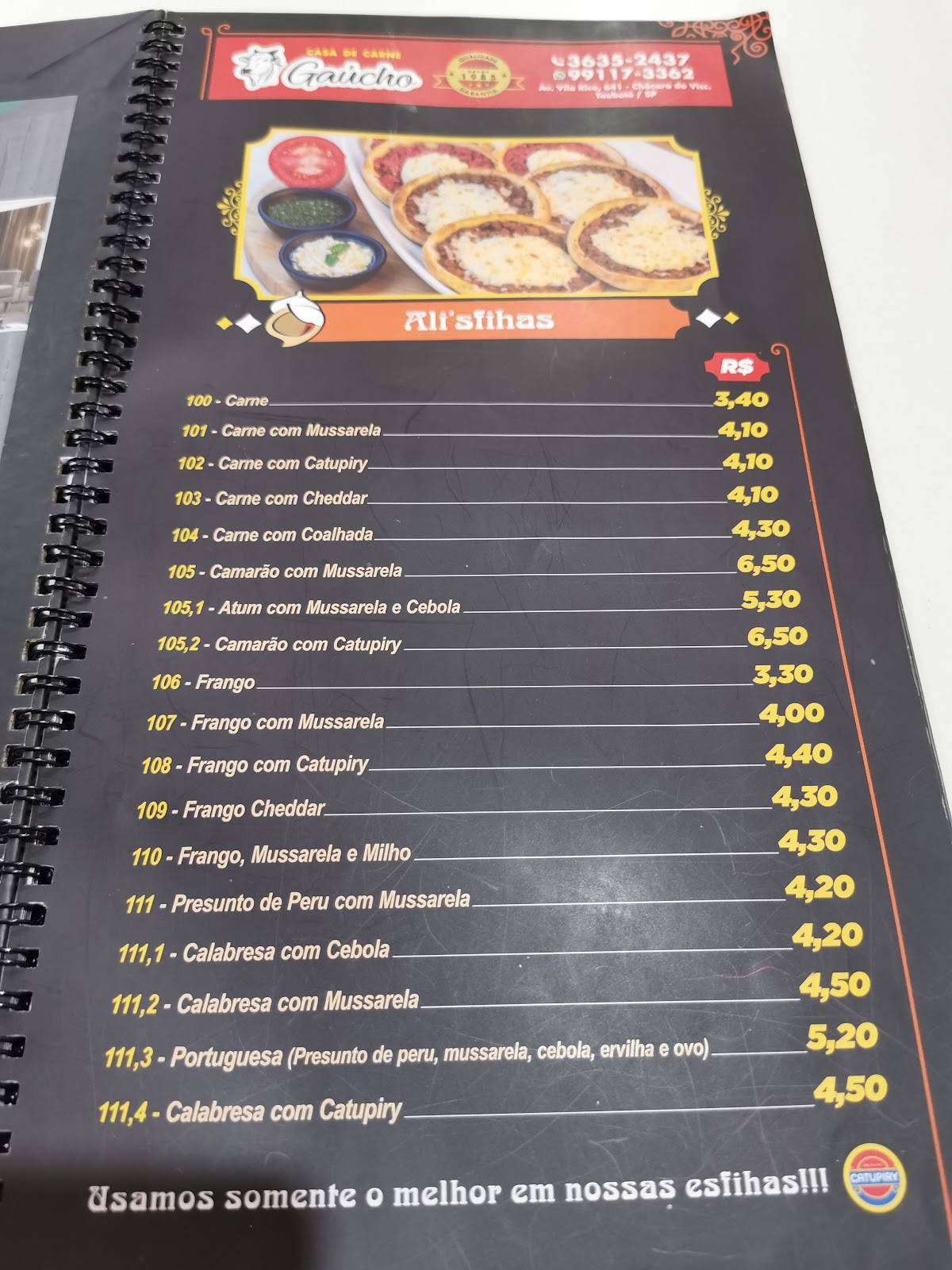 Alibaba Esfiharia cardápio