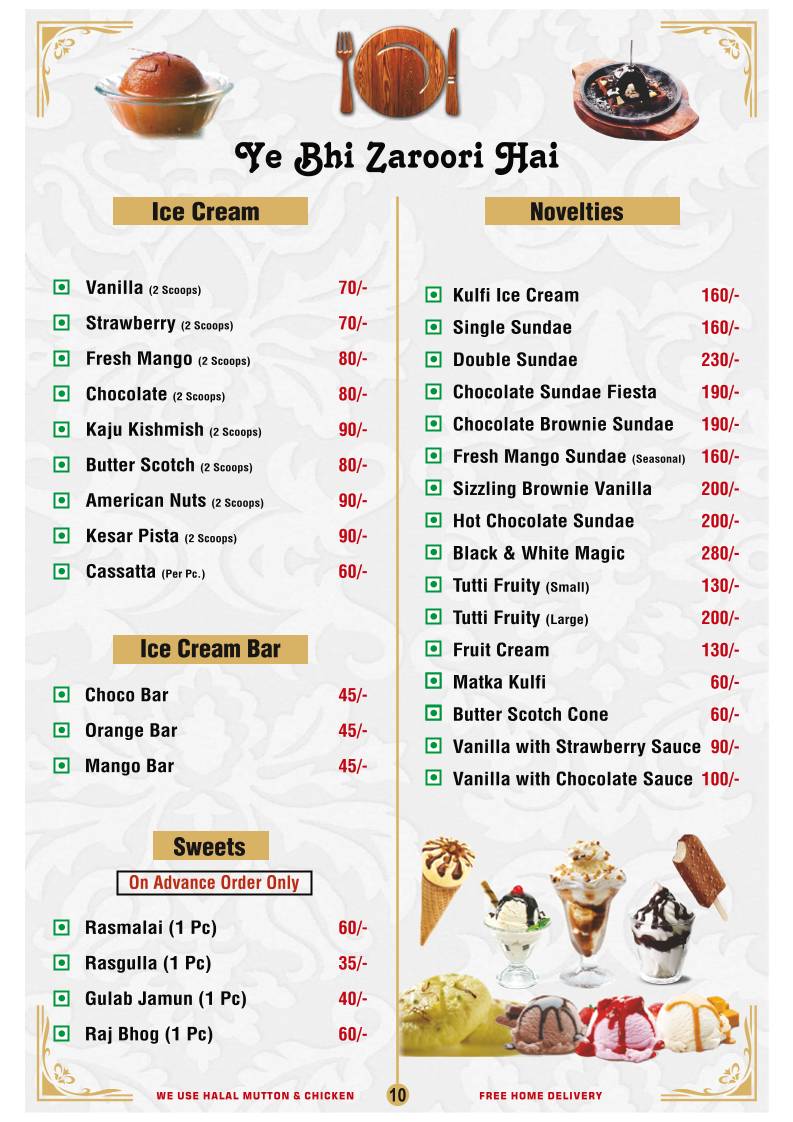 Mezbaan Restaurant menu