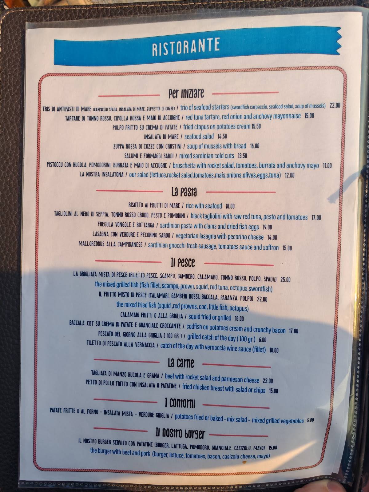Menu di Altamarea 