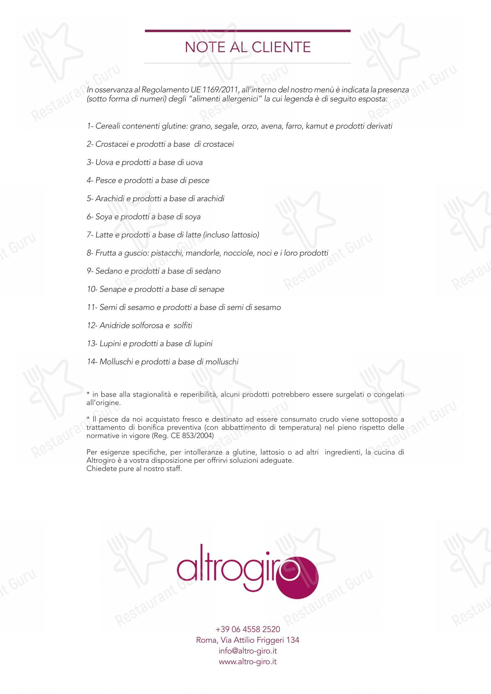 Menu per Altrogiro in Roma