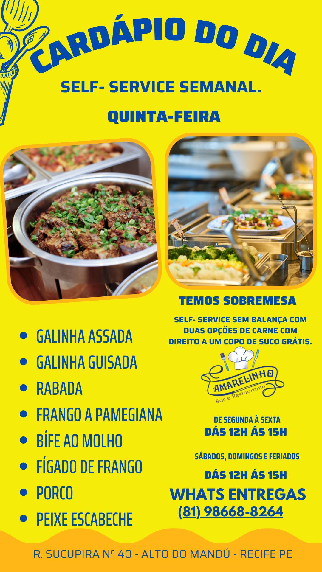 Amarelinho Bar e Restaurante Oficial – Koma-Kui cardápio