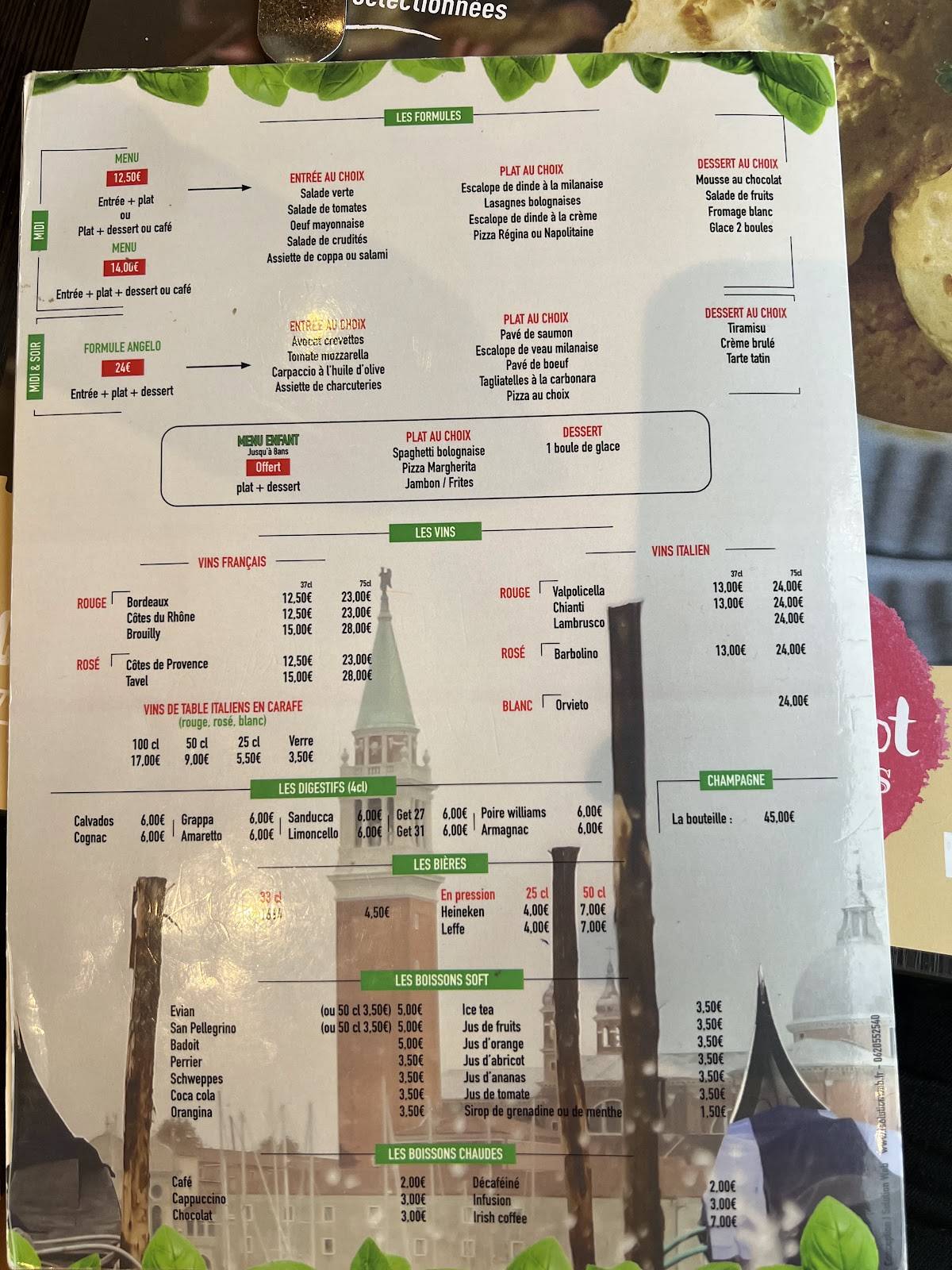 Menu de Angelo