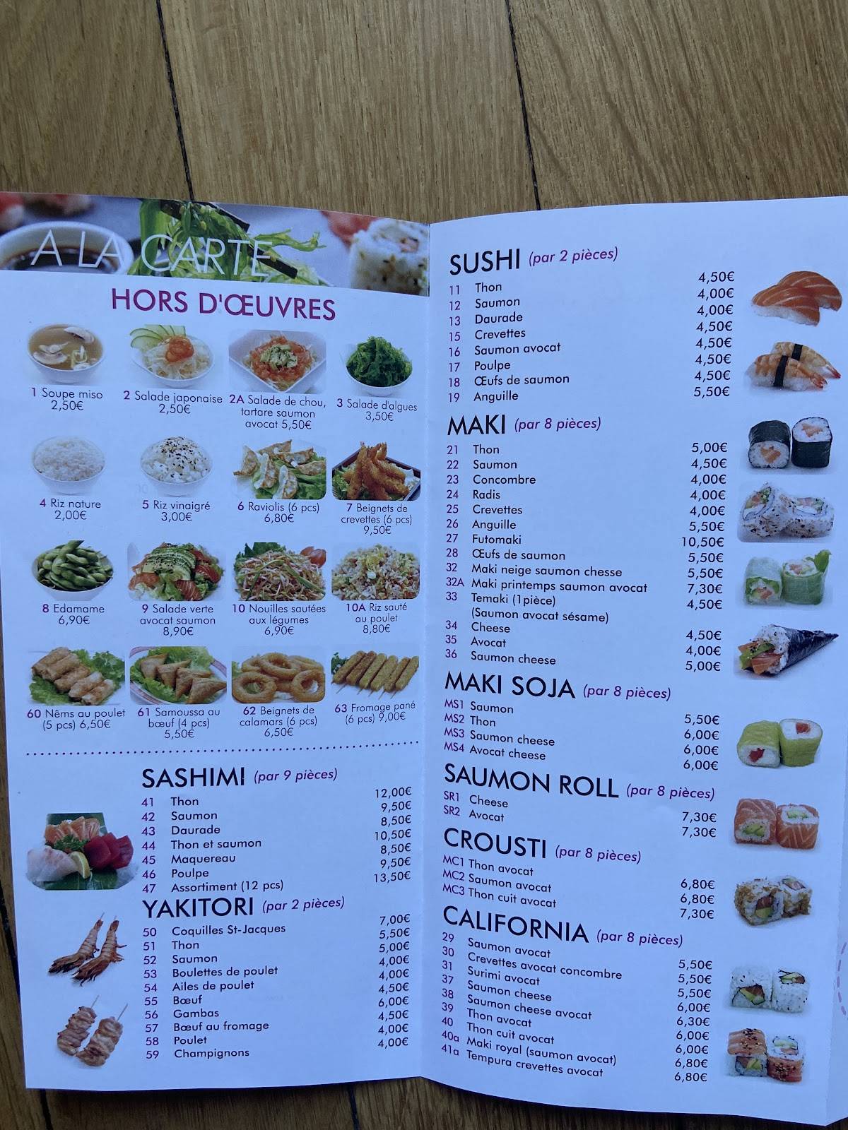 Menu de Sakura
