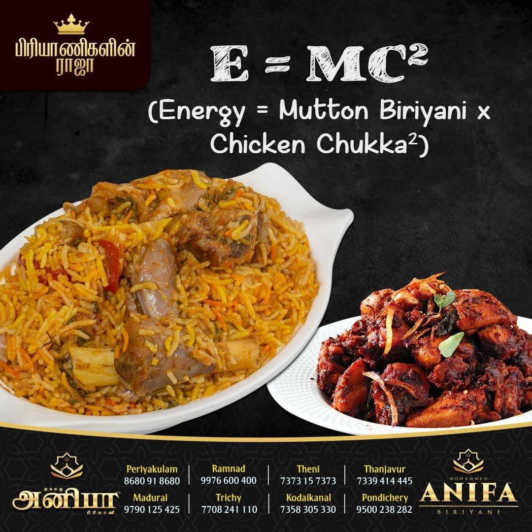 Anifa Biriyani Velankanni menu