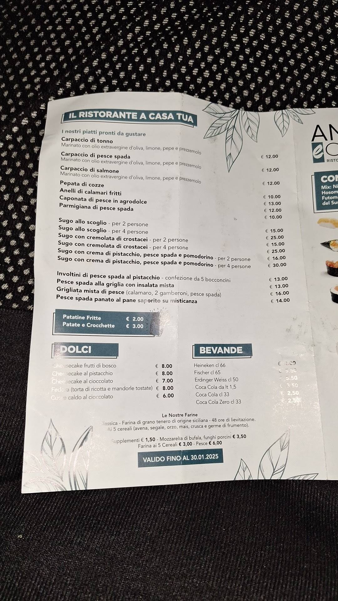 Menu di Anima e Cozze Ristorante Pizzeria Sushi 