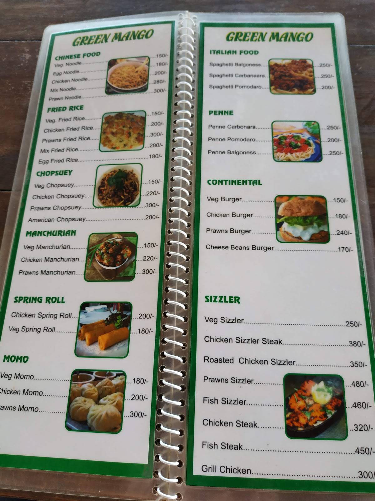 Green Mango menu