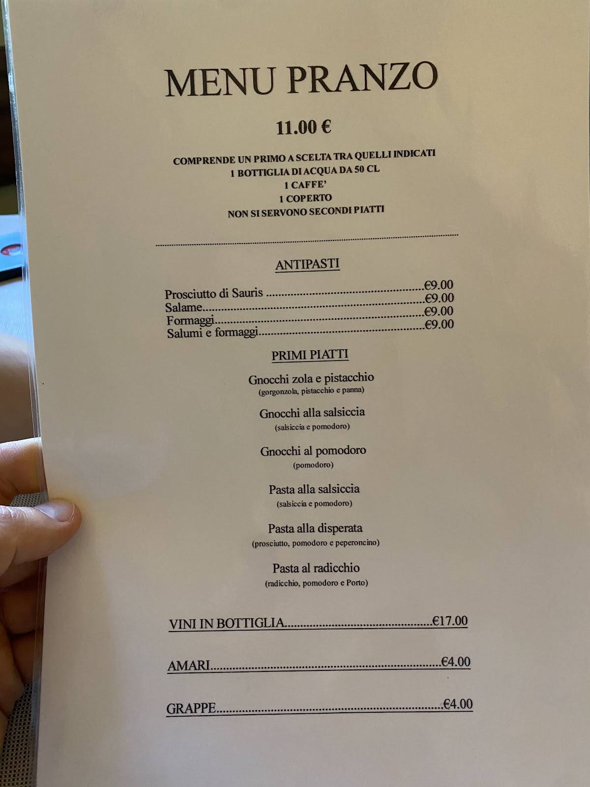 Menu di Antica Hostaria della Lanterna 