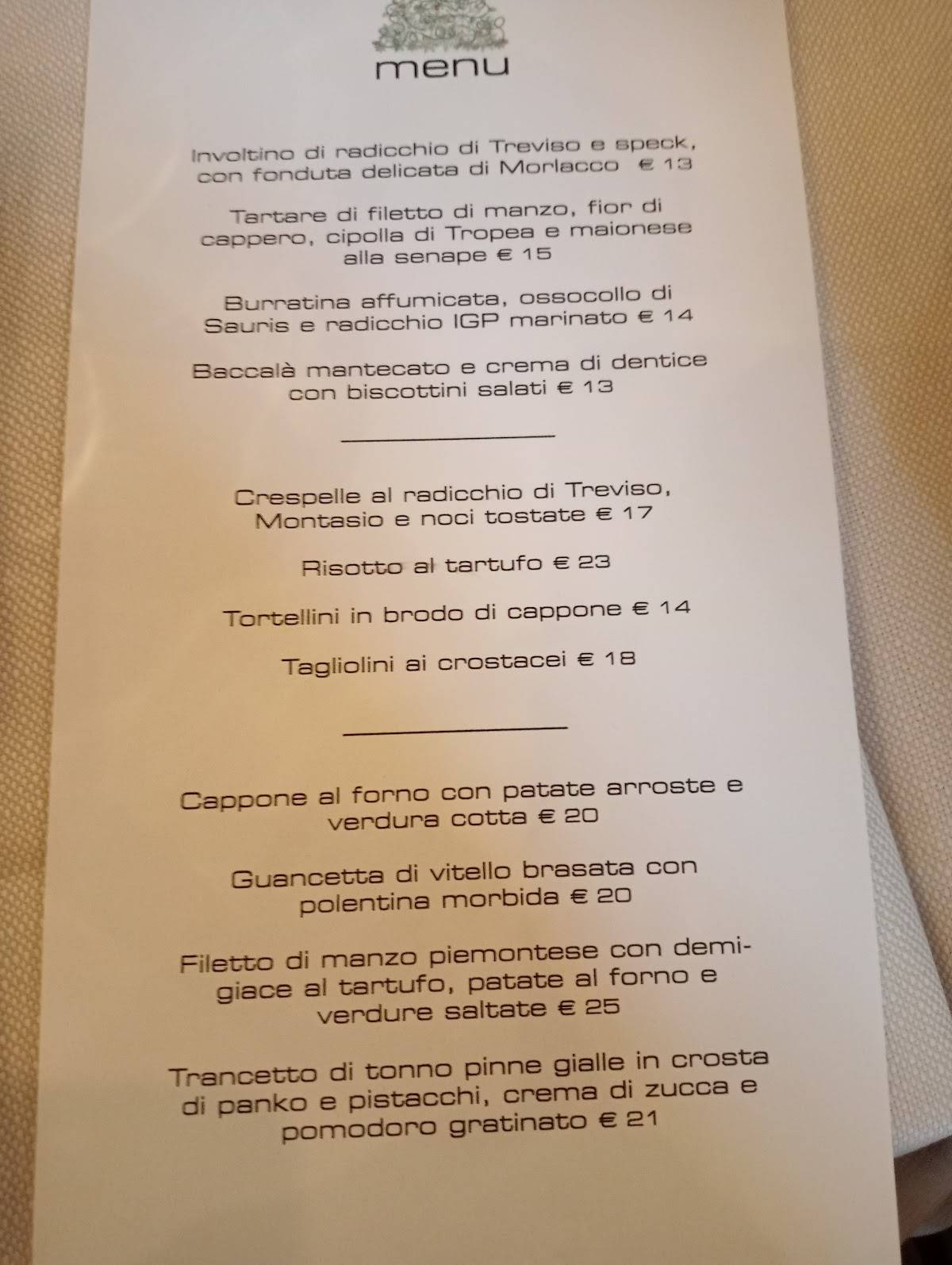 Menu di Antico Portico 