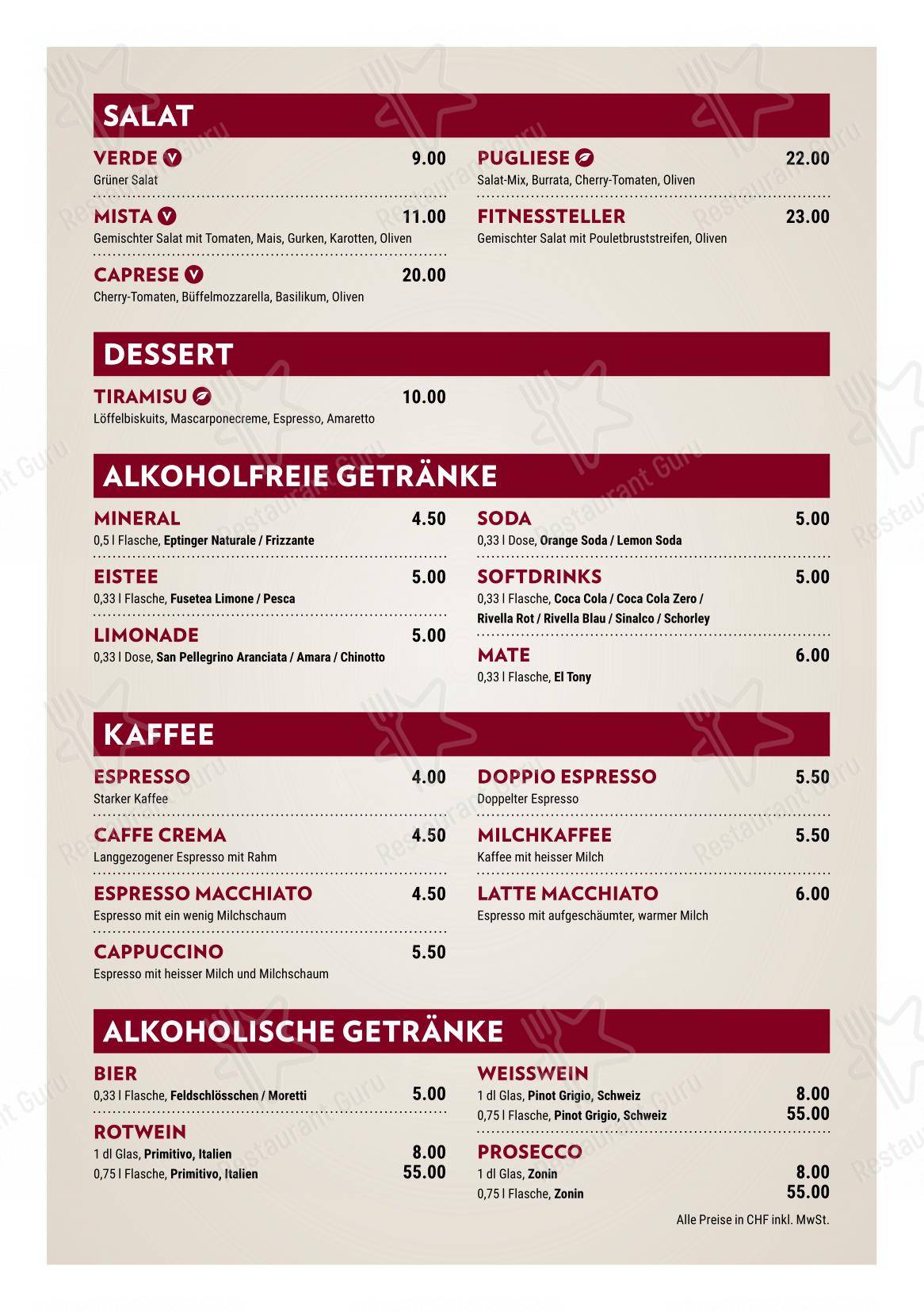 Menu bar per Antonio in Zurigo