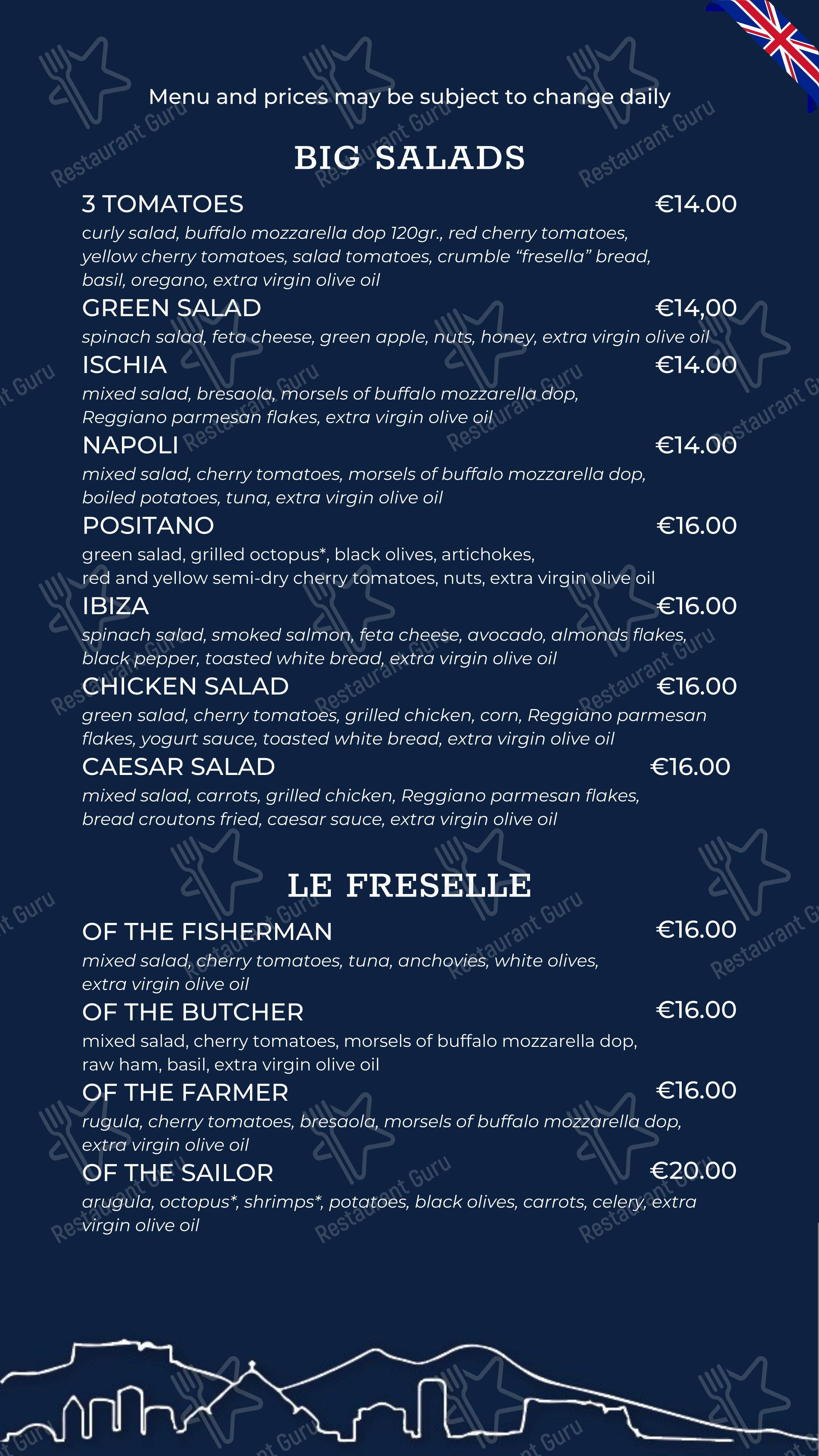 Основное меню per antonio & antonio in Napoli