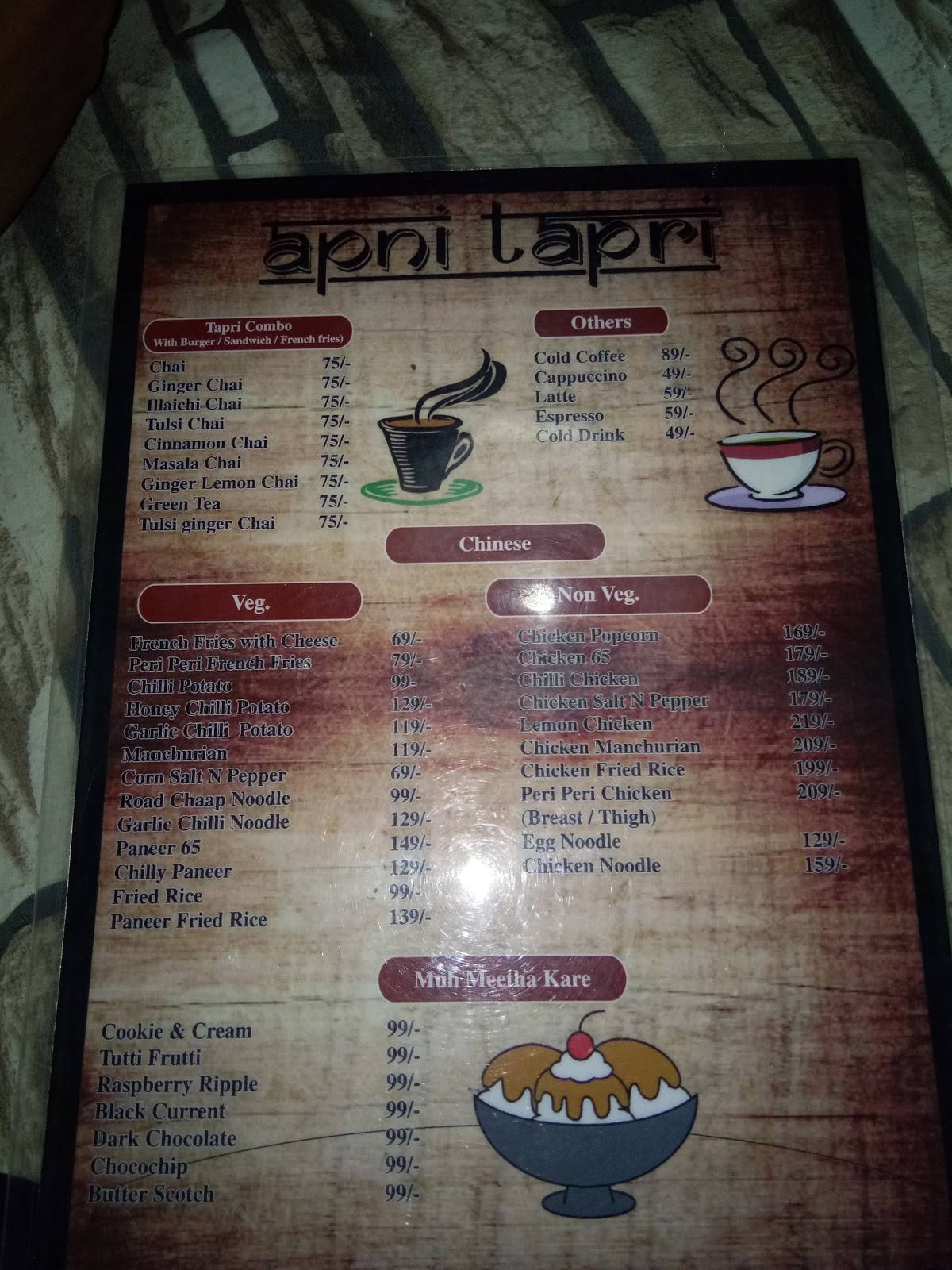 Apni Tapri menu
