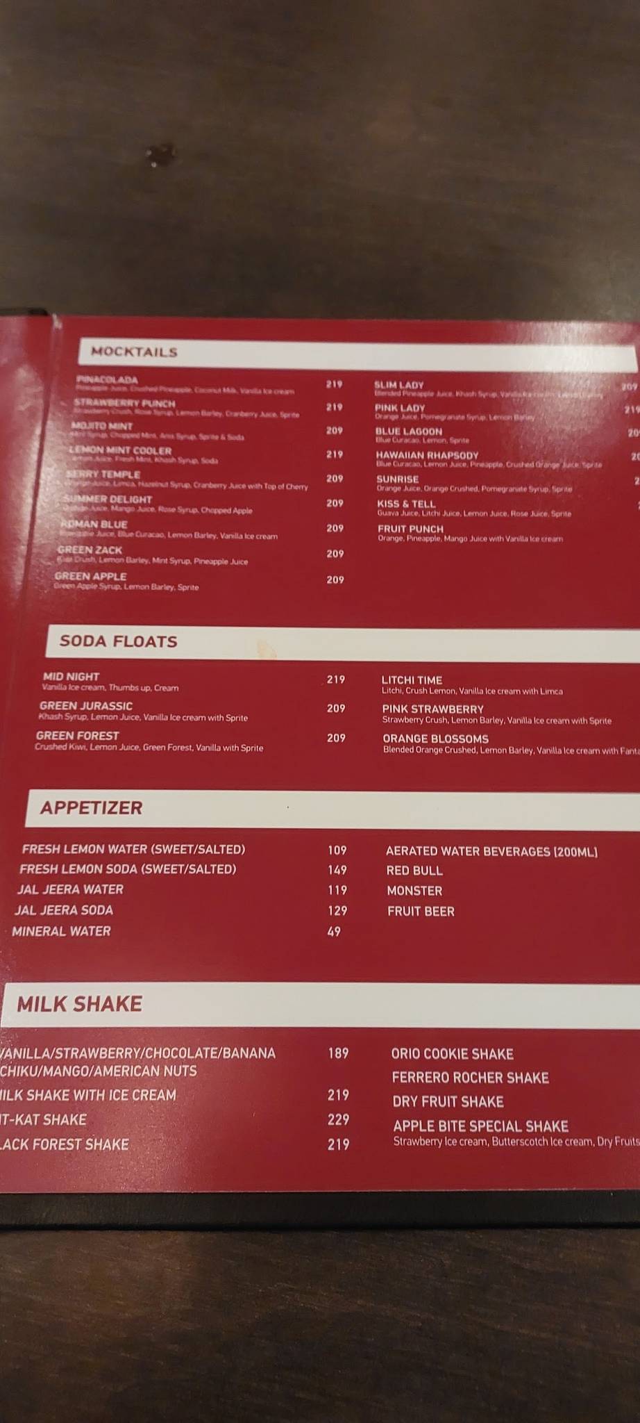 Apple Bite menu