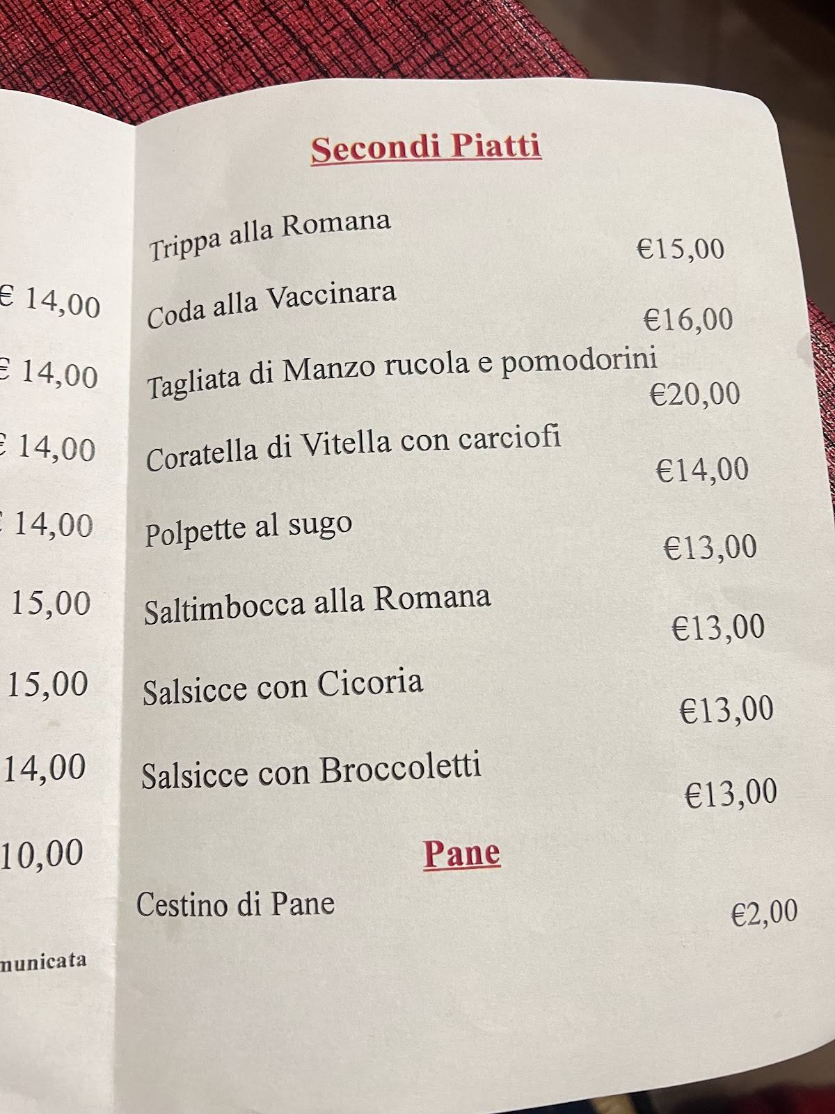Menu di Ar Grottino der Traslocatore 