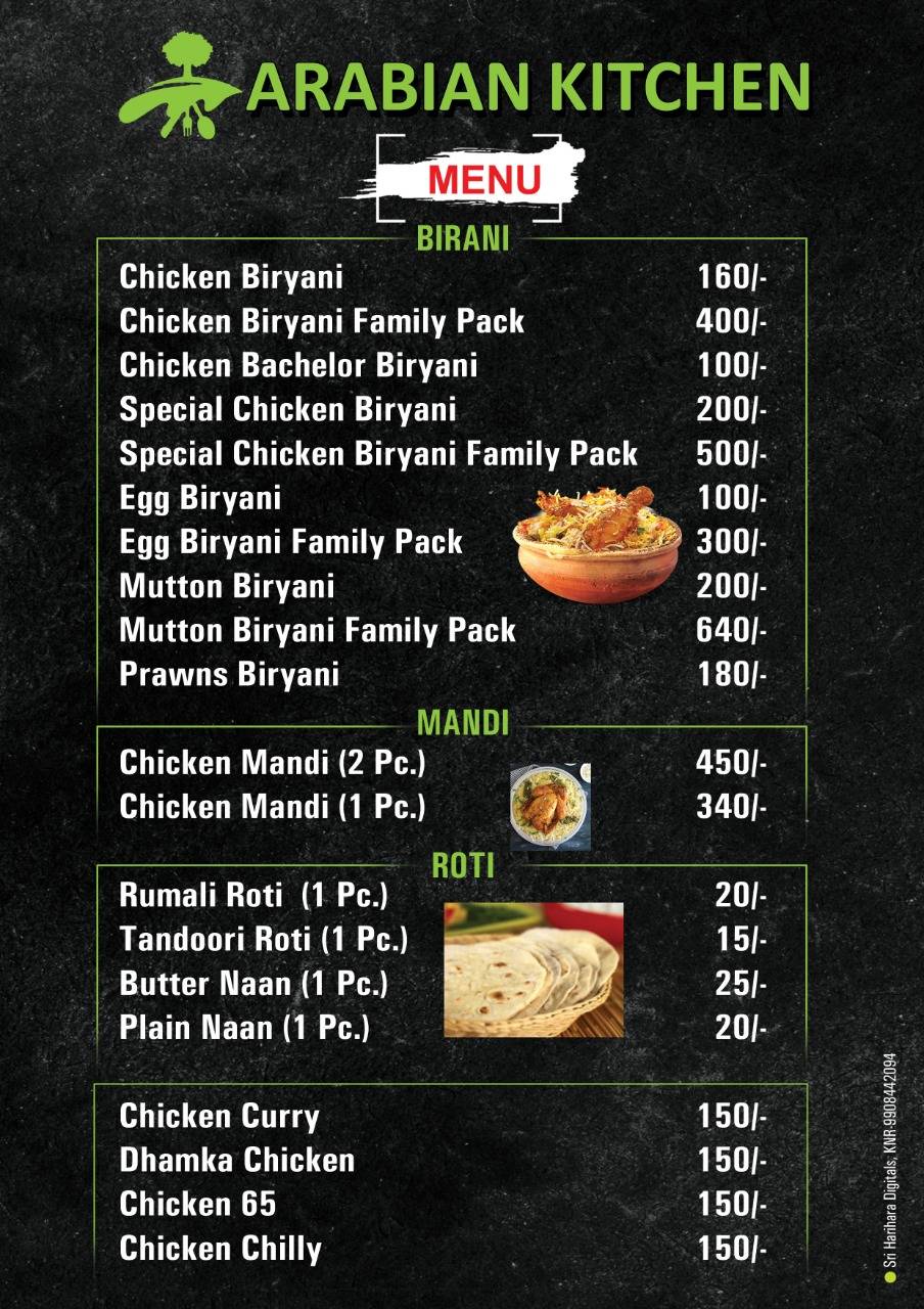 Menu at Arabian Kitchen, Karimnagar