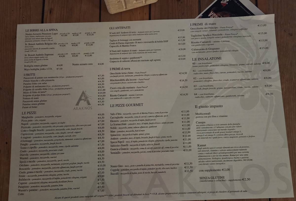 Menu di Araknos 