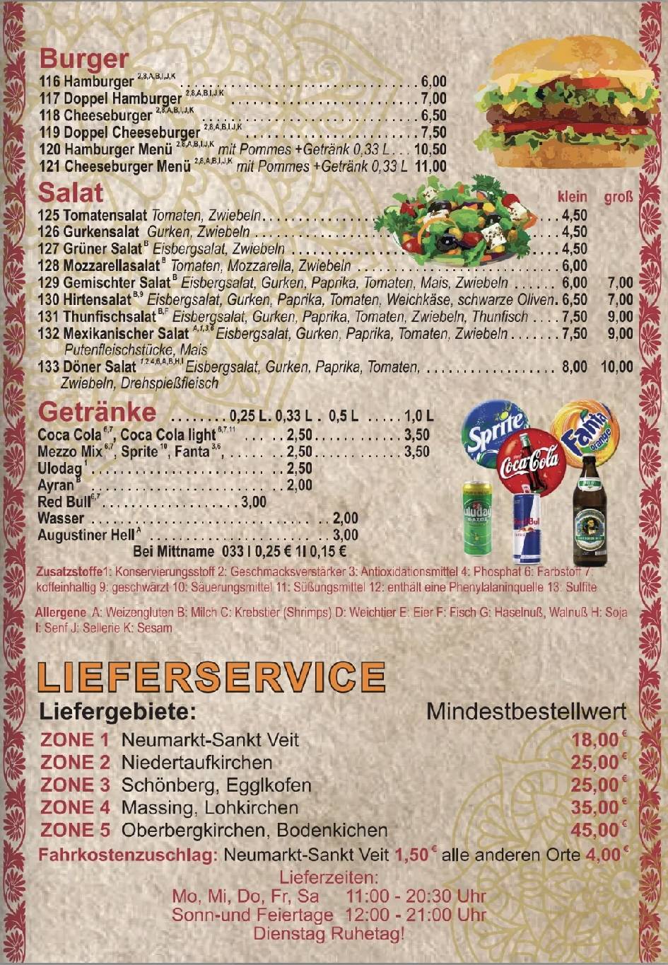 Speisekarte von Aram‘s Döner restaurant, Neumarkt-Sankt Veit