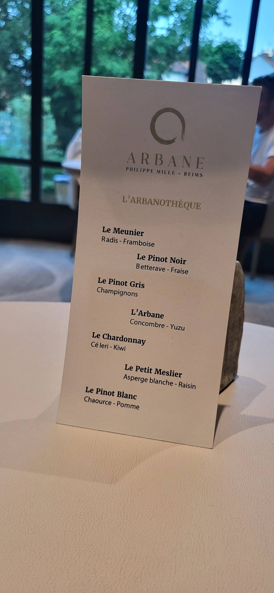 Menu de ARBANE