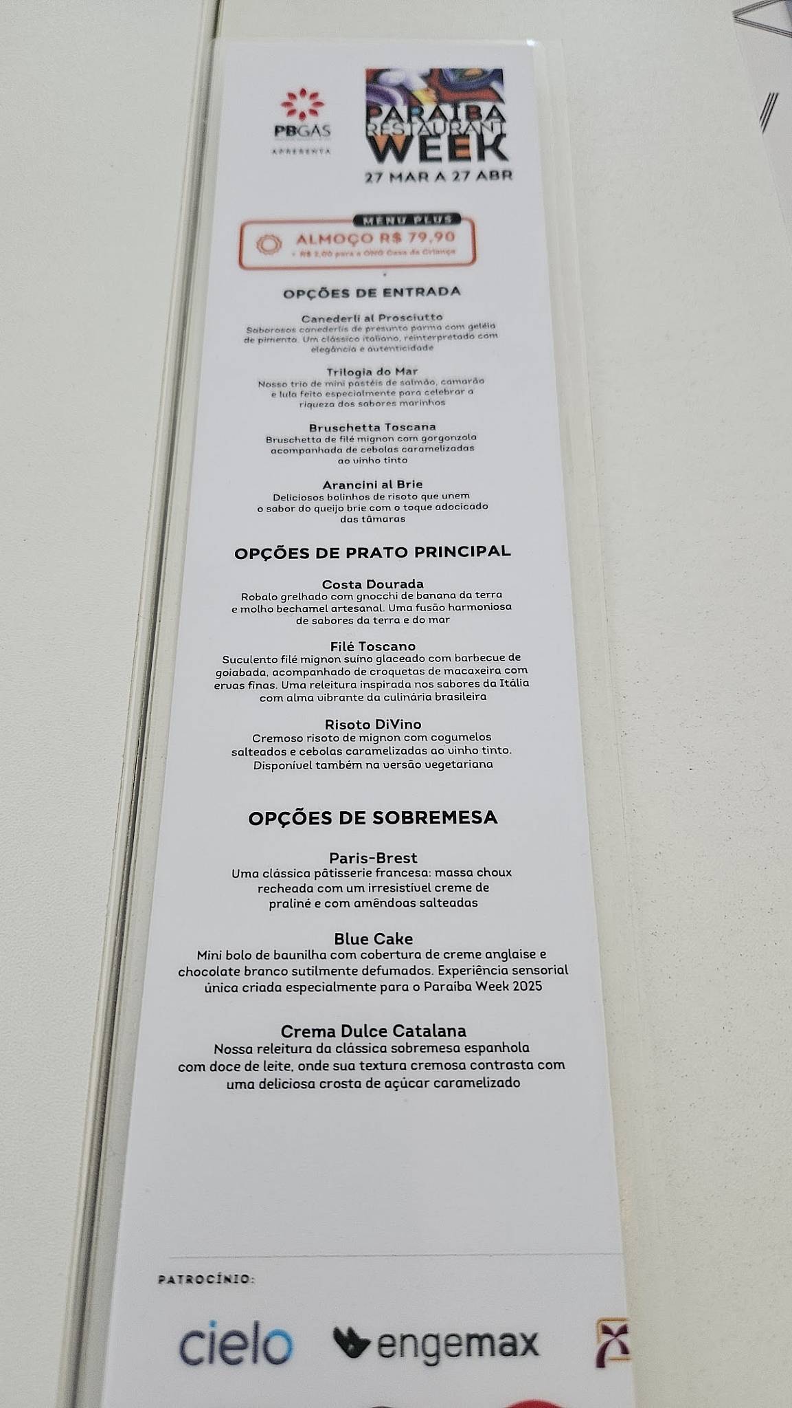 Arc Restaurante cardápio