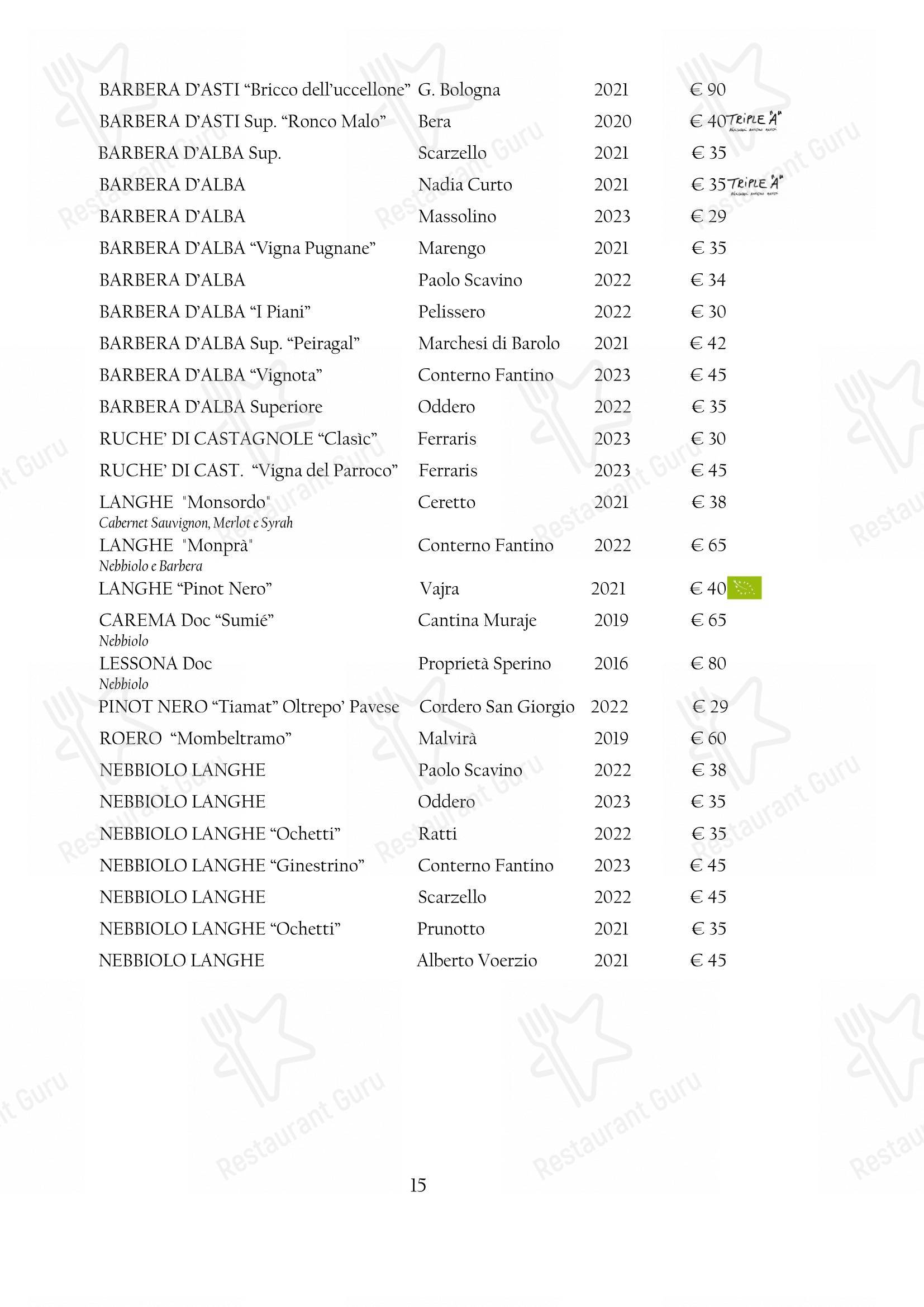 Menu di Arcadia - Menu