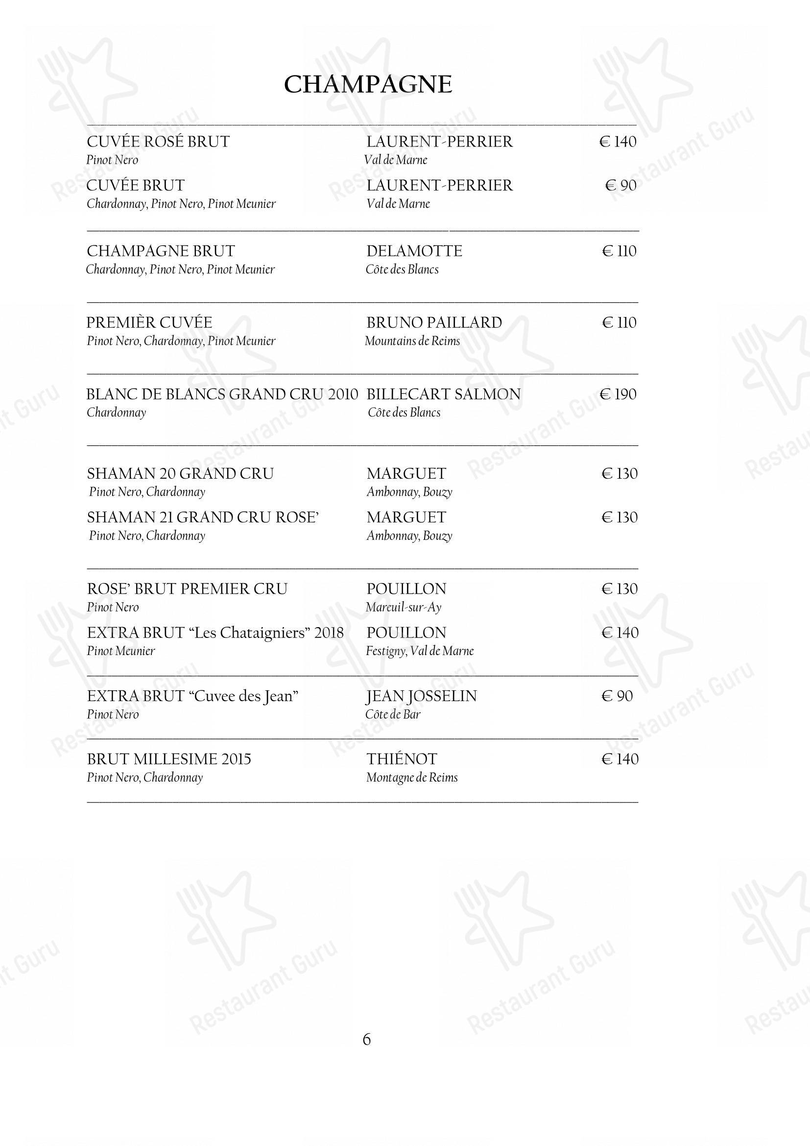 Menu pour Arcadia restaurant