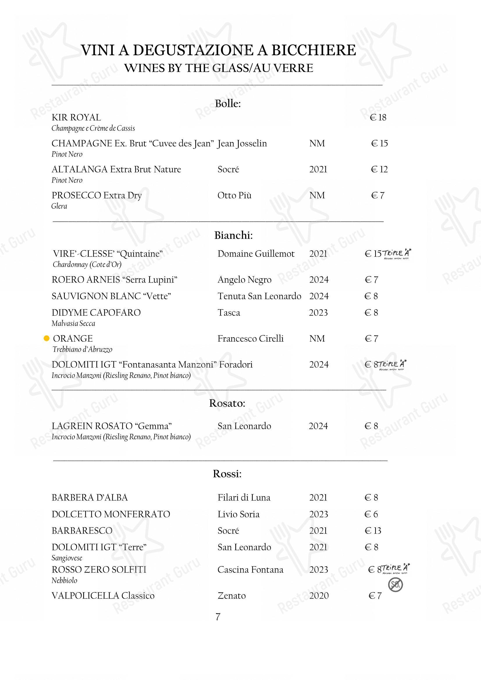 Menu per Arcadia in Torino