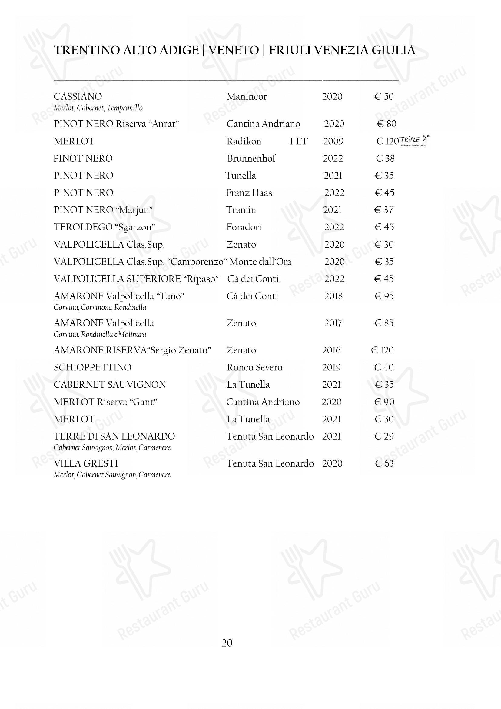 Arcadia in Torino - Menu