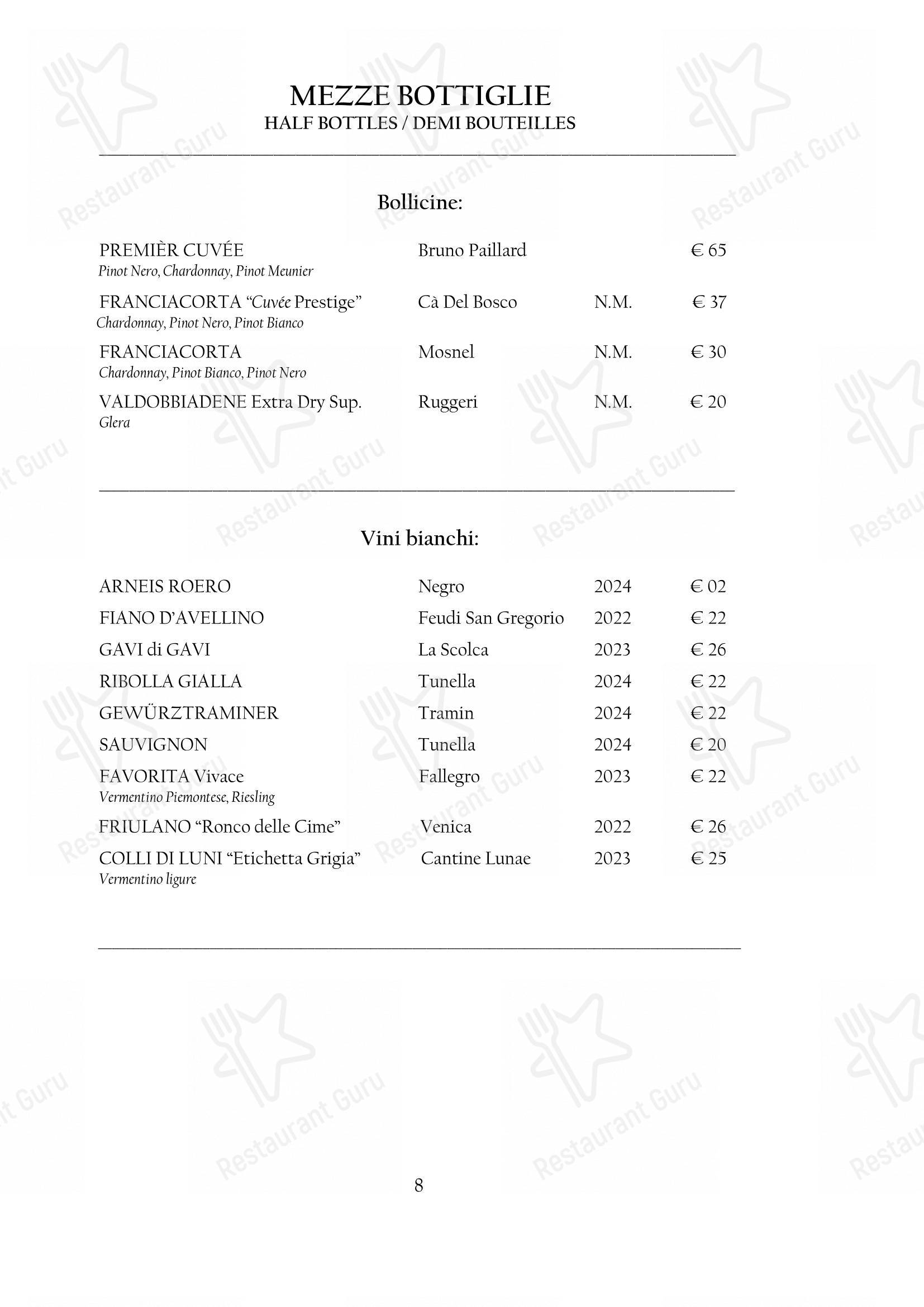 Menu di Arcadia - Menu