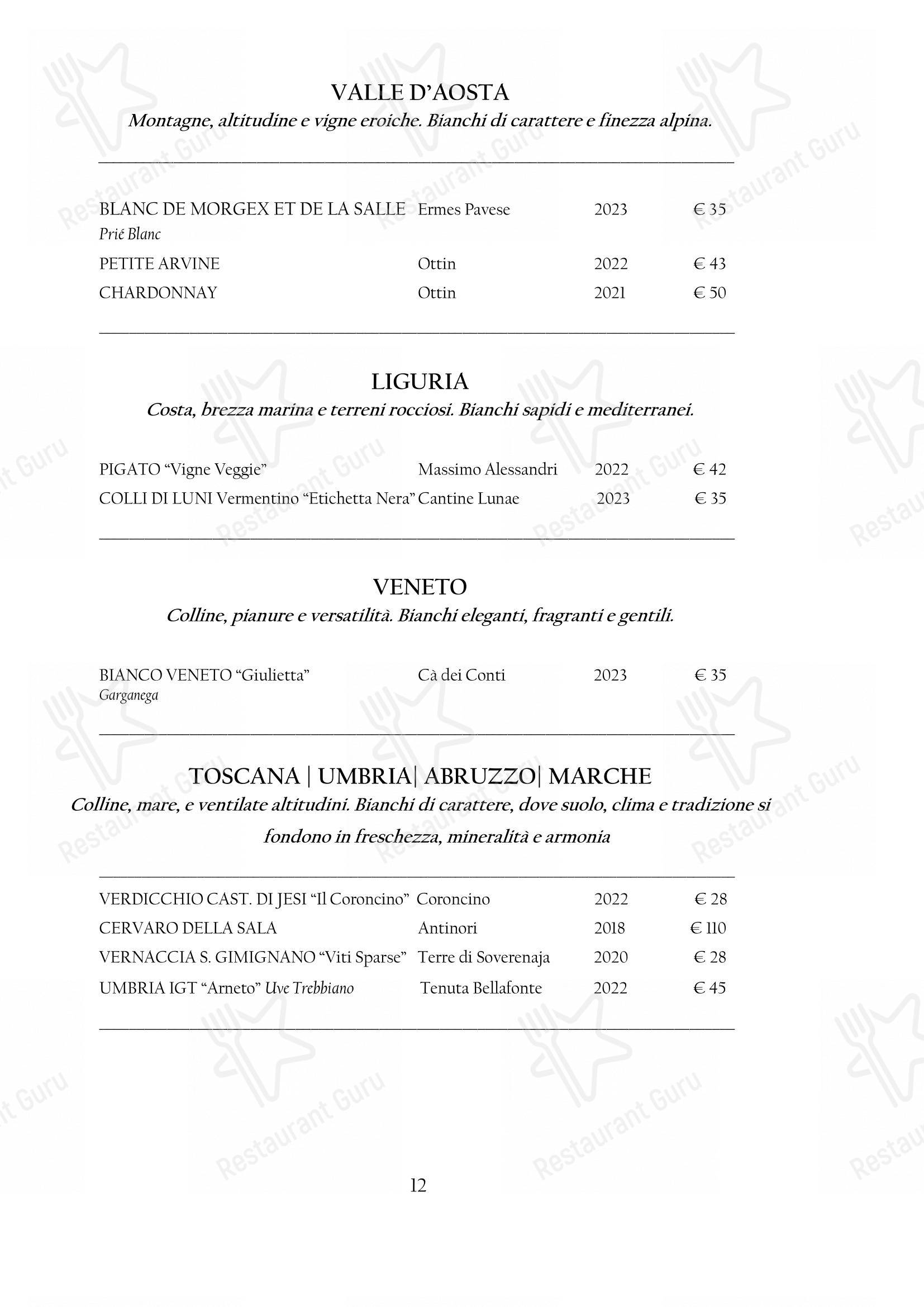 Menu pour Arcadia - Menu