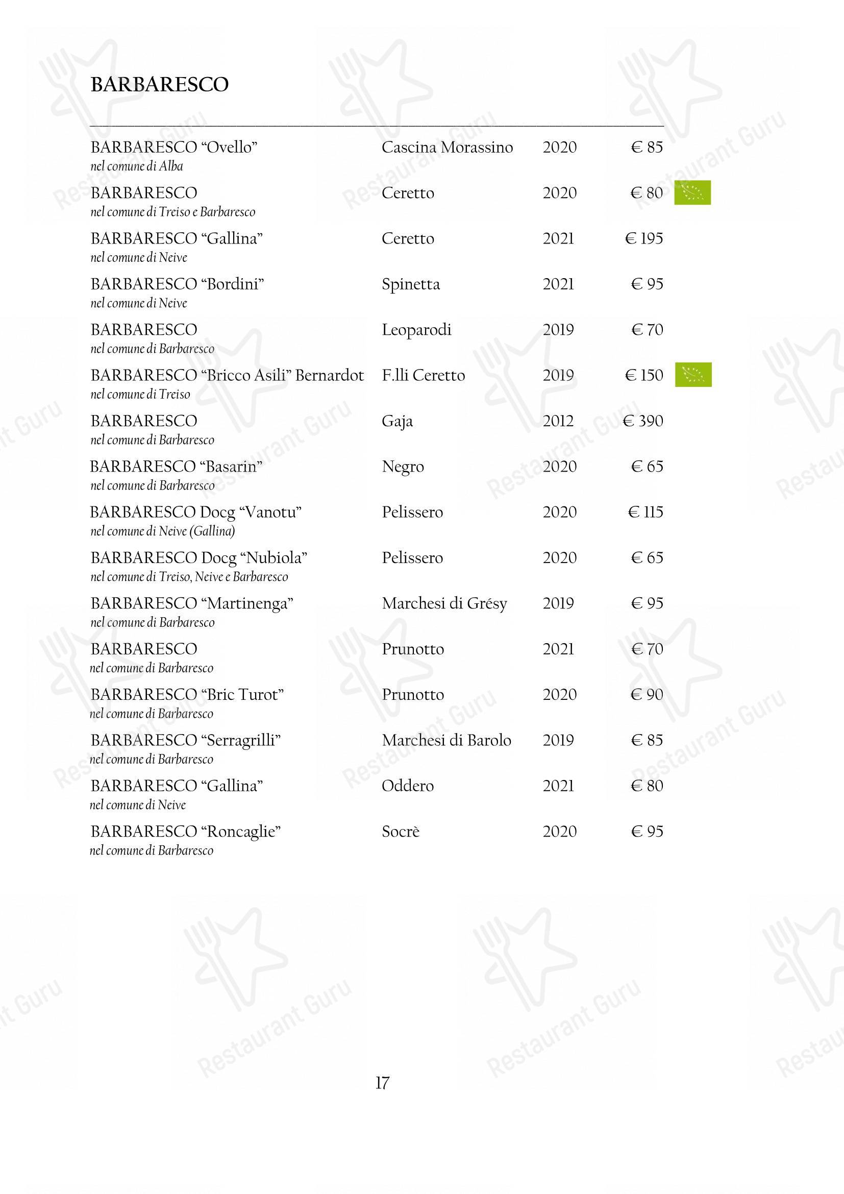Menu di Arcadia - Menu